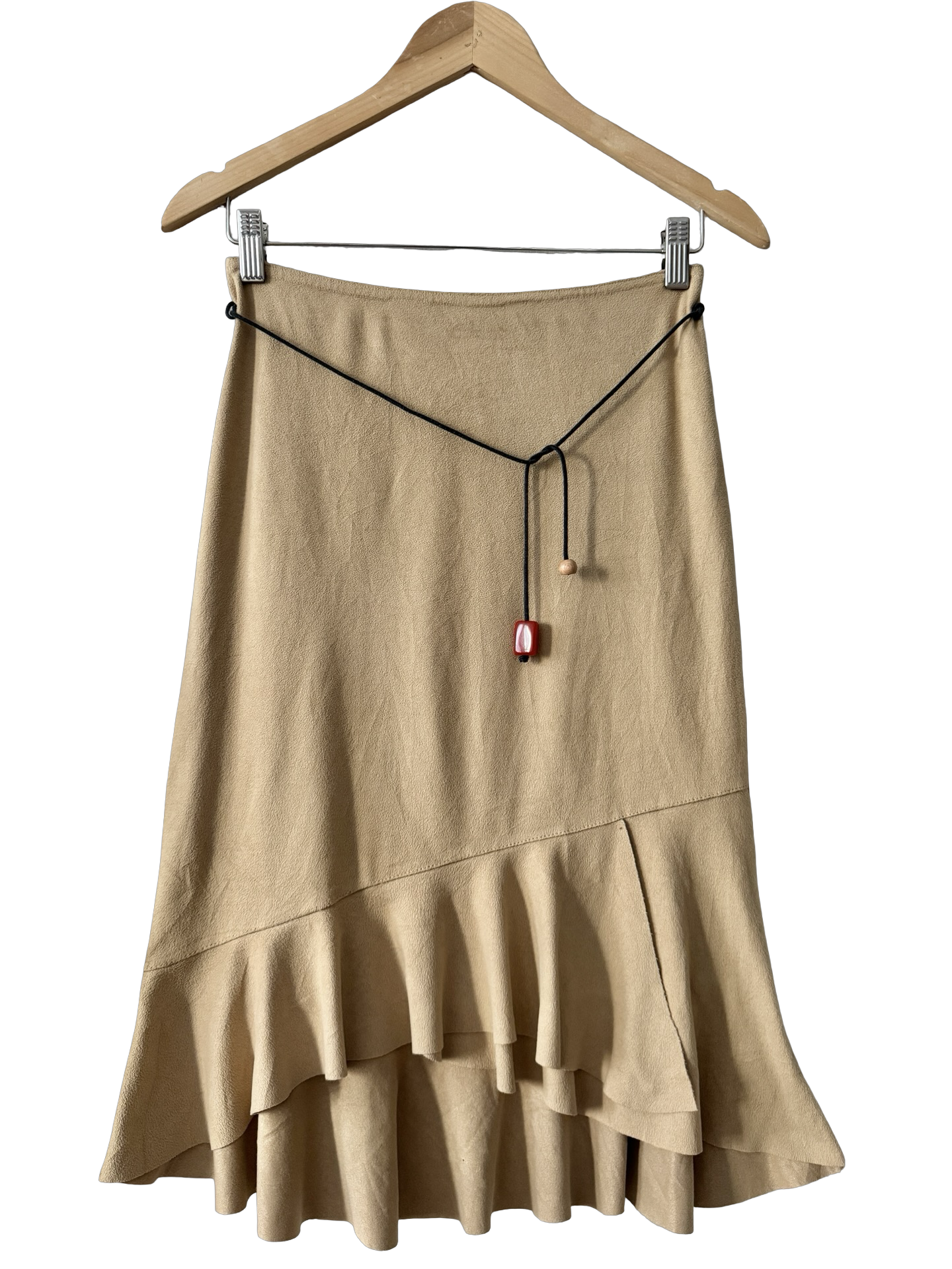 Vintage 90s French Café Crème Midi Skirt (S)