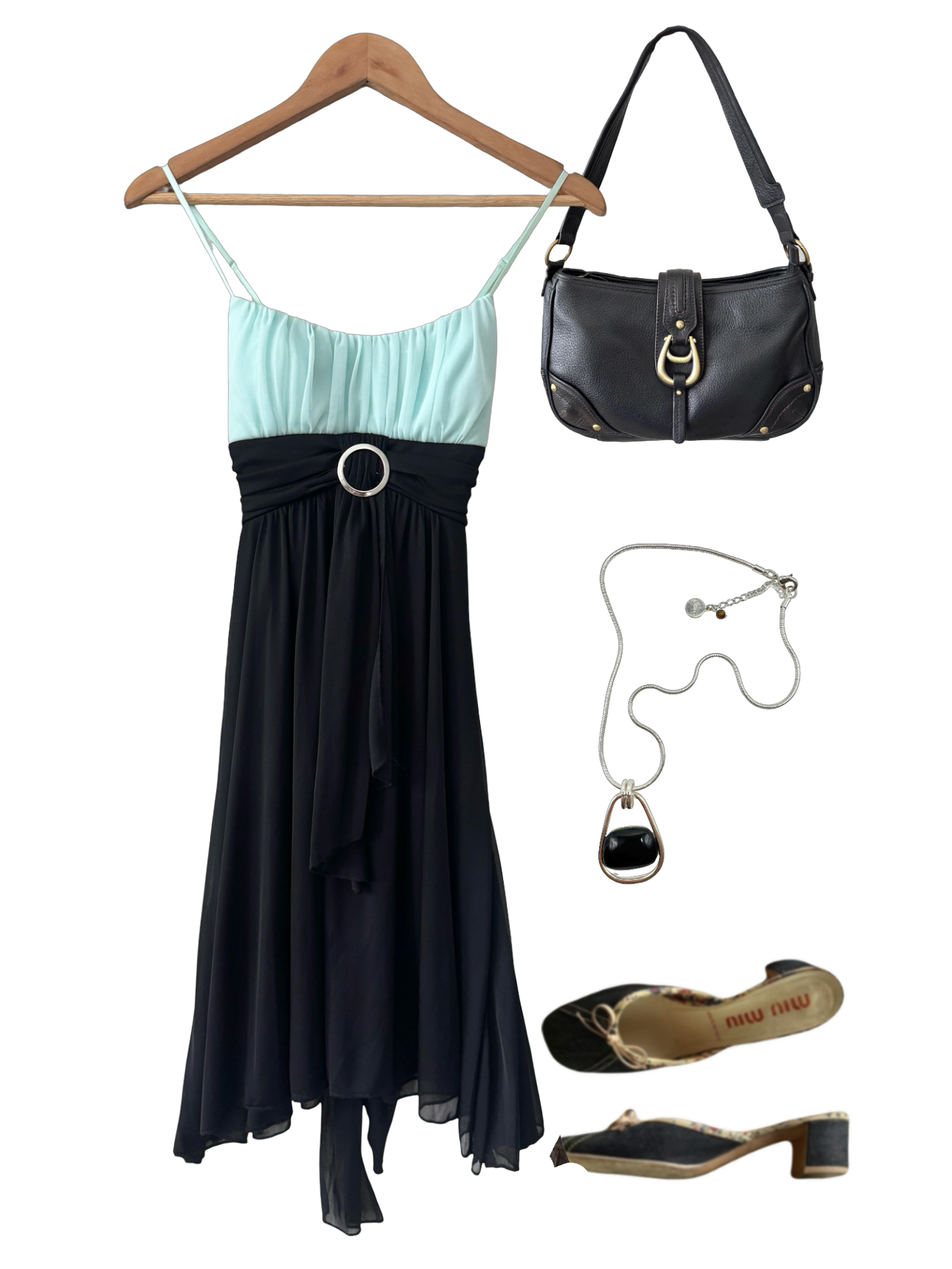 Vintage Y2K Aqua After Dark Handkerchief Dress (S)