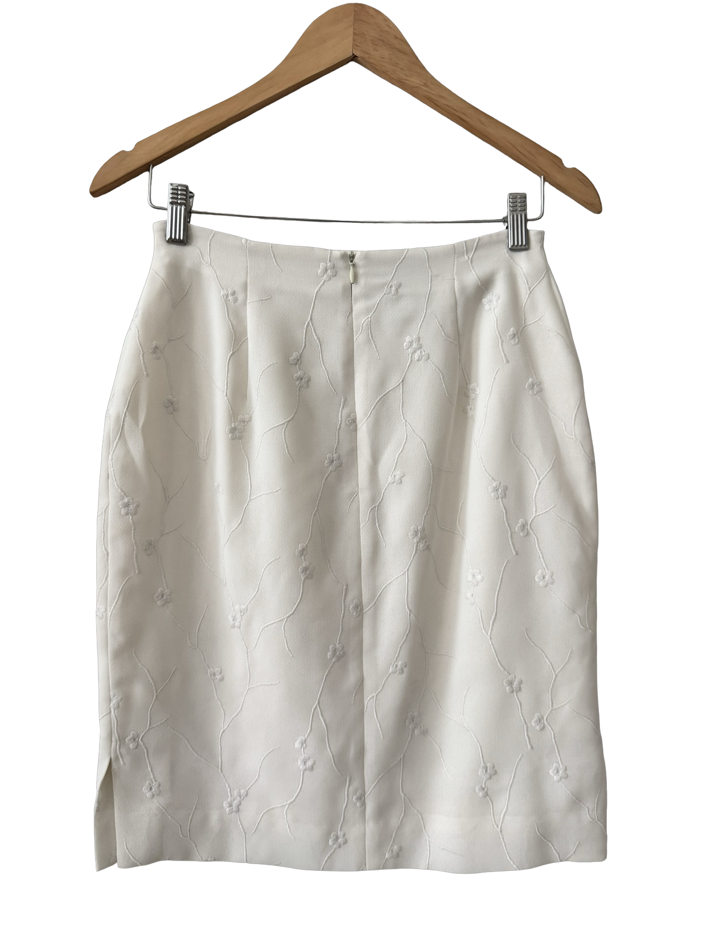 Vintage 90s Embossed Cream Midi Skirt (S/M)