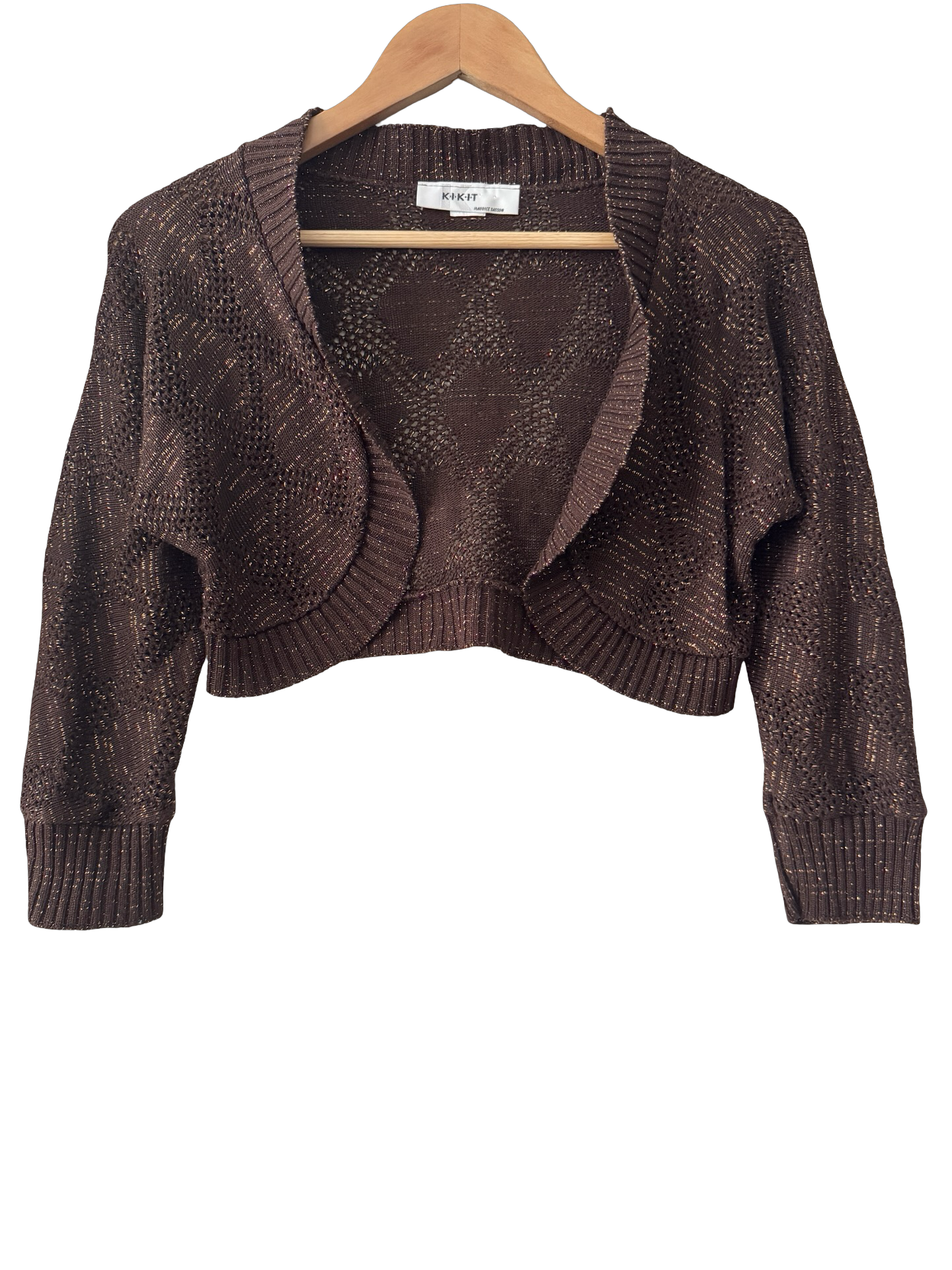Vintage Y2K Cocoa Shimmer Shrug (S/M)