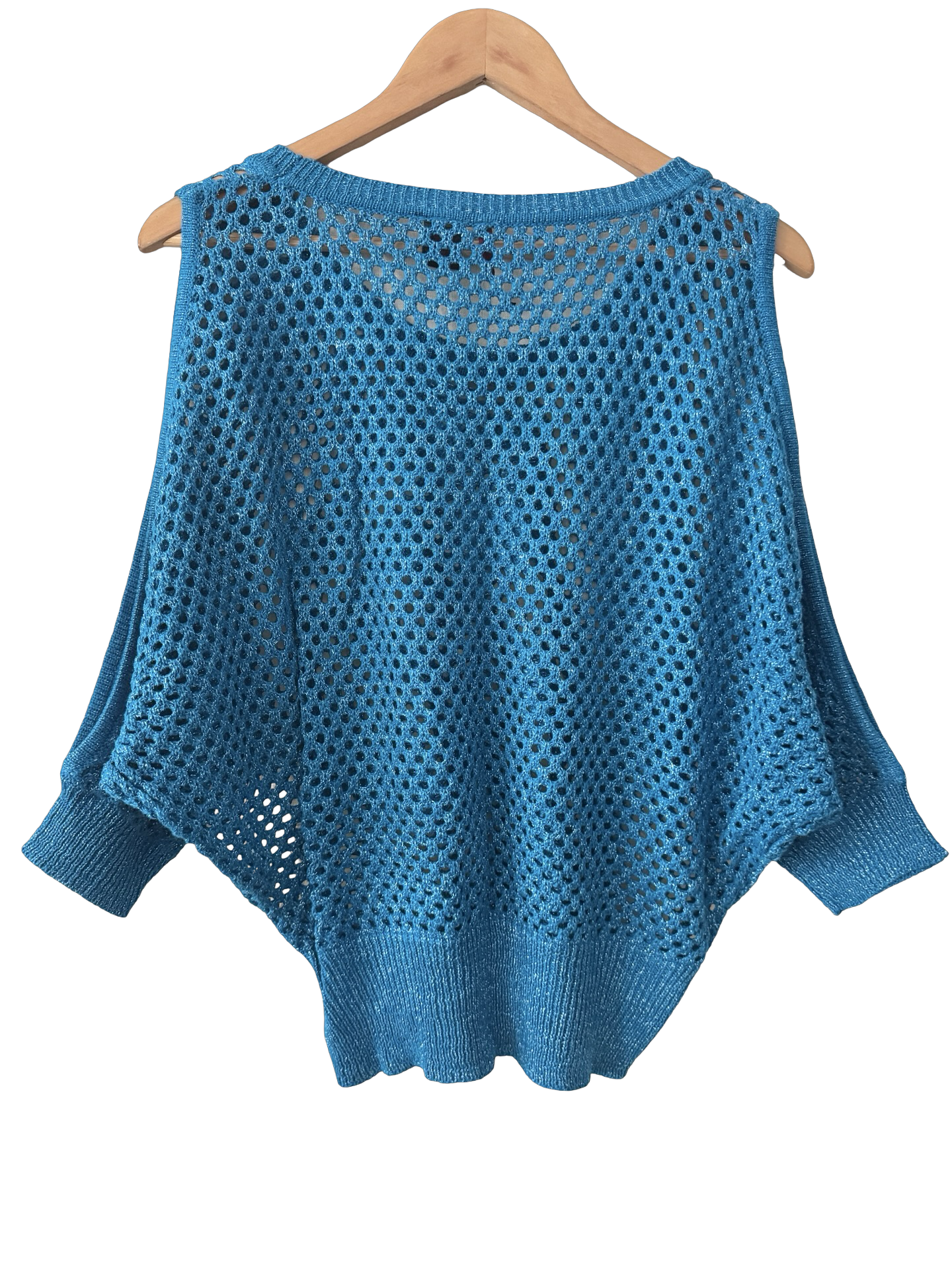 Vintage 90s Aqua Cold Shoulder Knit (M)