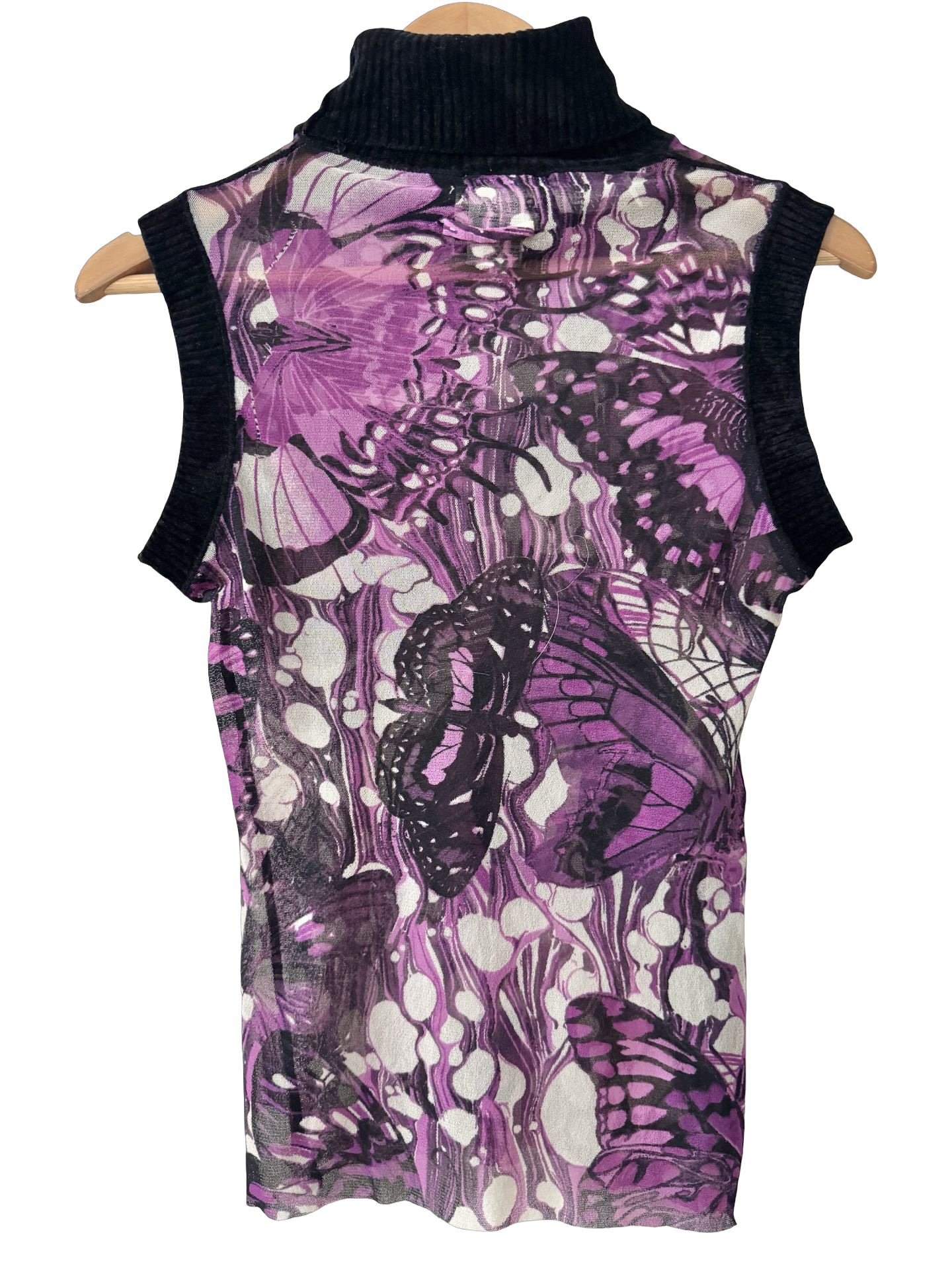 Vintage Jean Paul Gaultier Violet Butterfly Mesh Top (M)