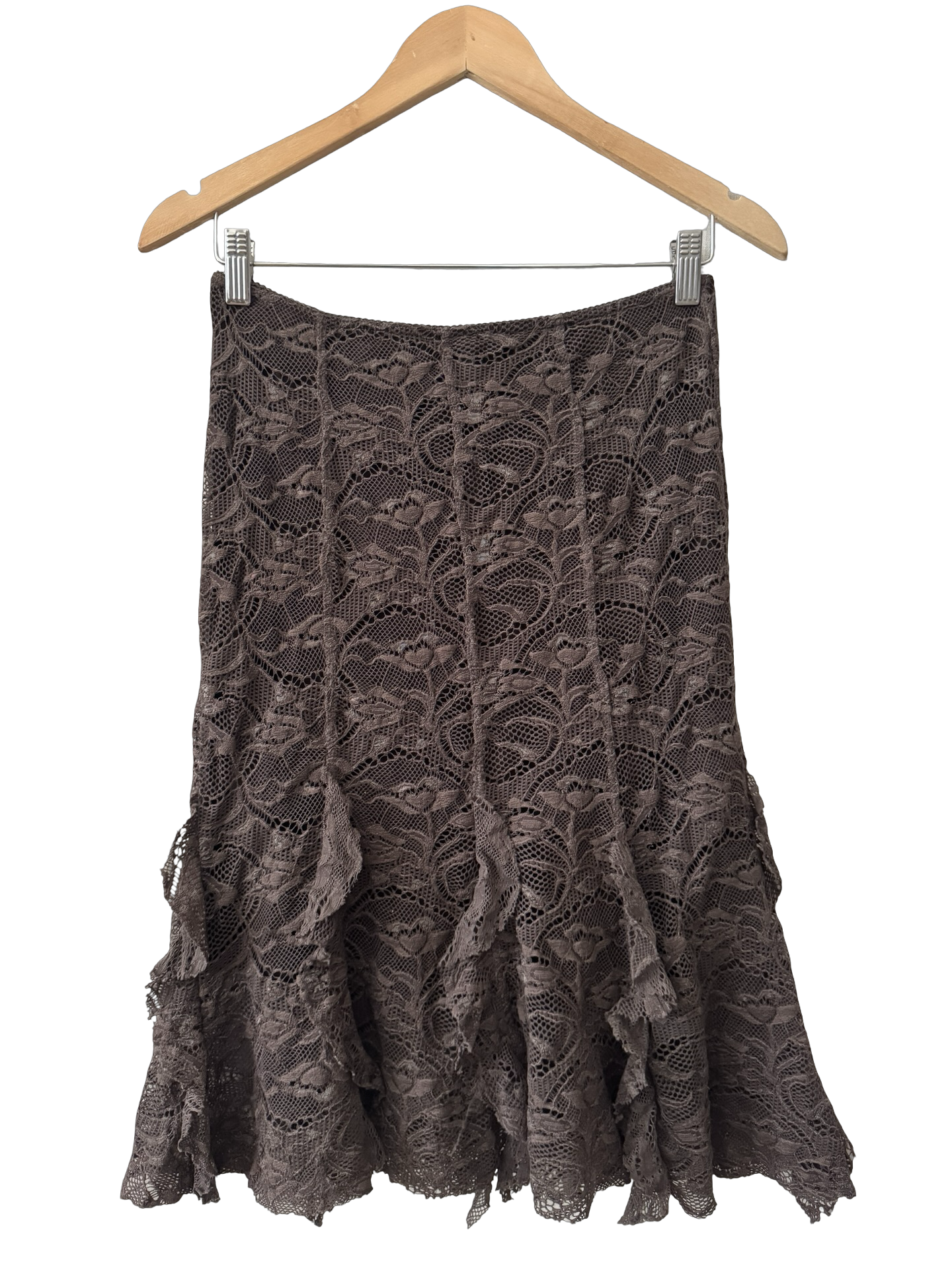 Vintage 90s French ETINCELLE Couture Cocoa Lace Mermaid Skirt (S)