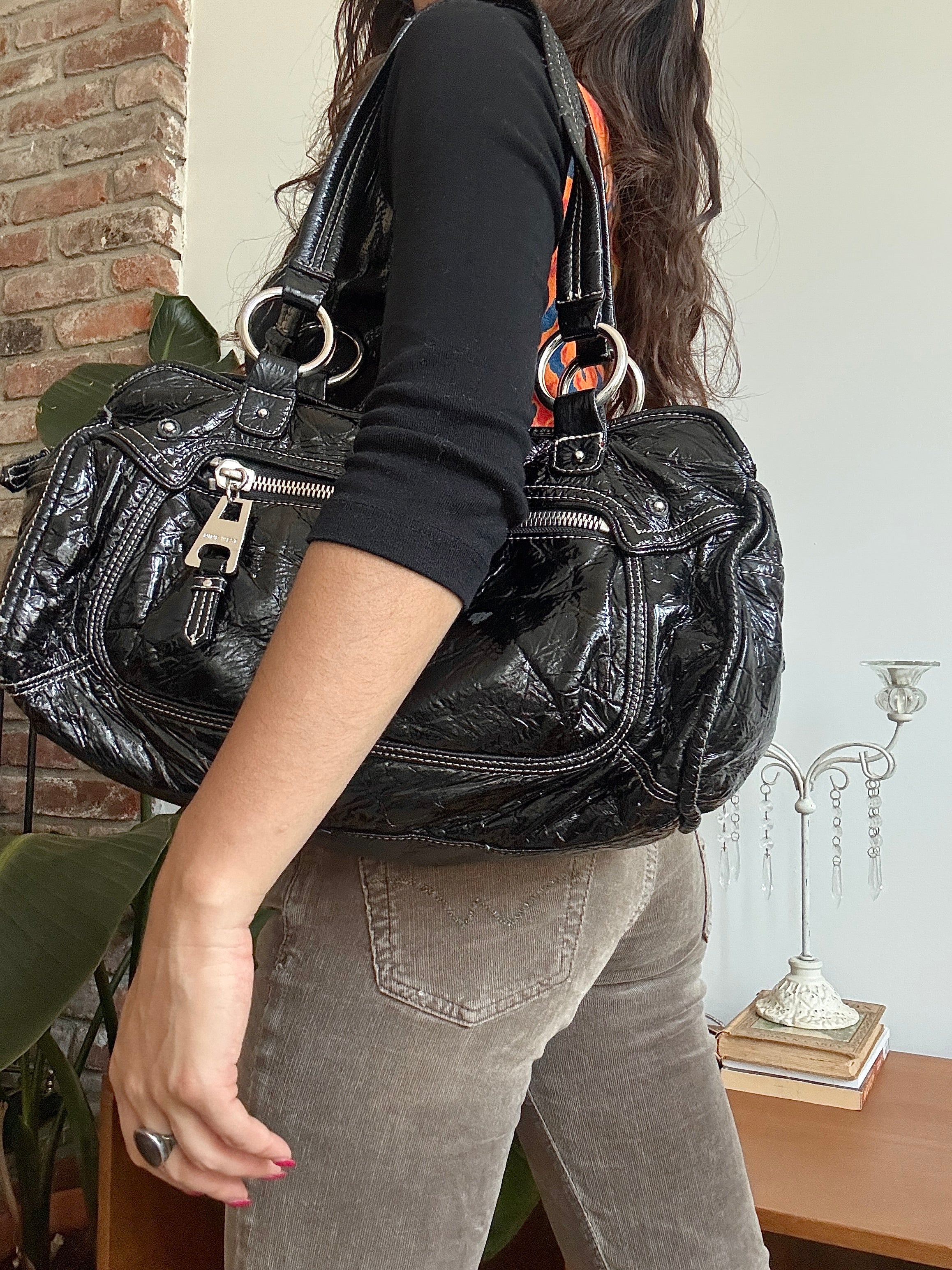Vintage Y2K Nine West Midnight Patent Carryall
