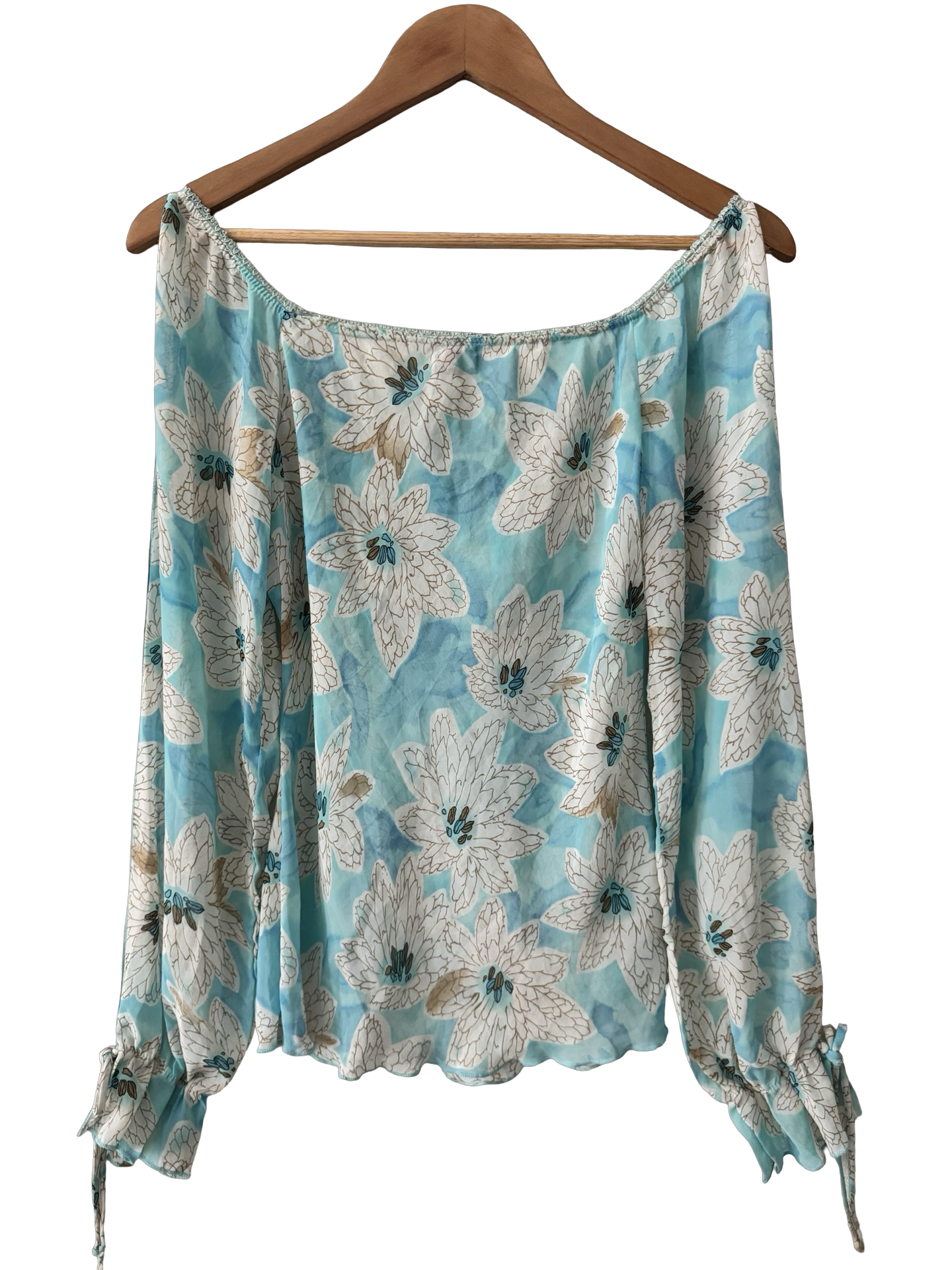 Vintage 90s Bluebell Meadow Peasant Top (M)