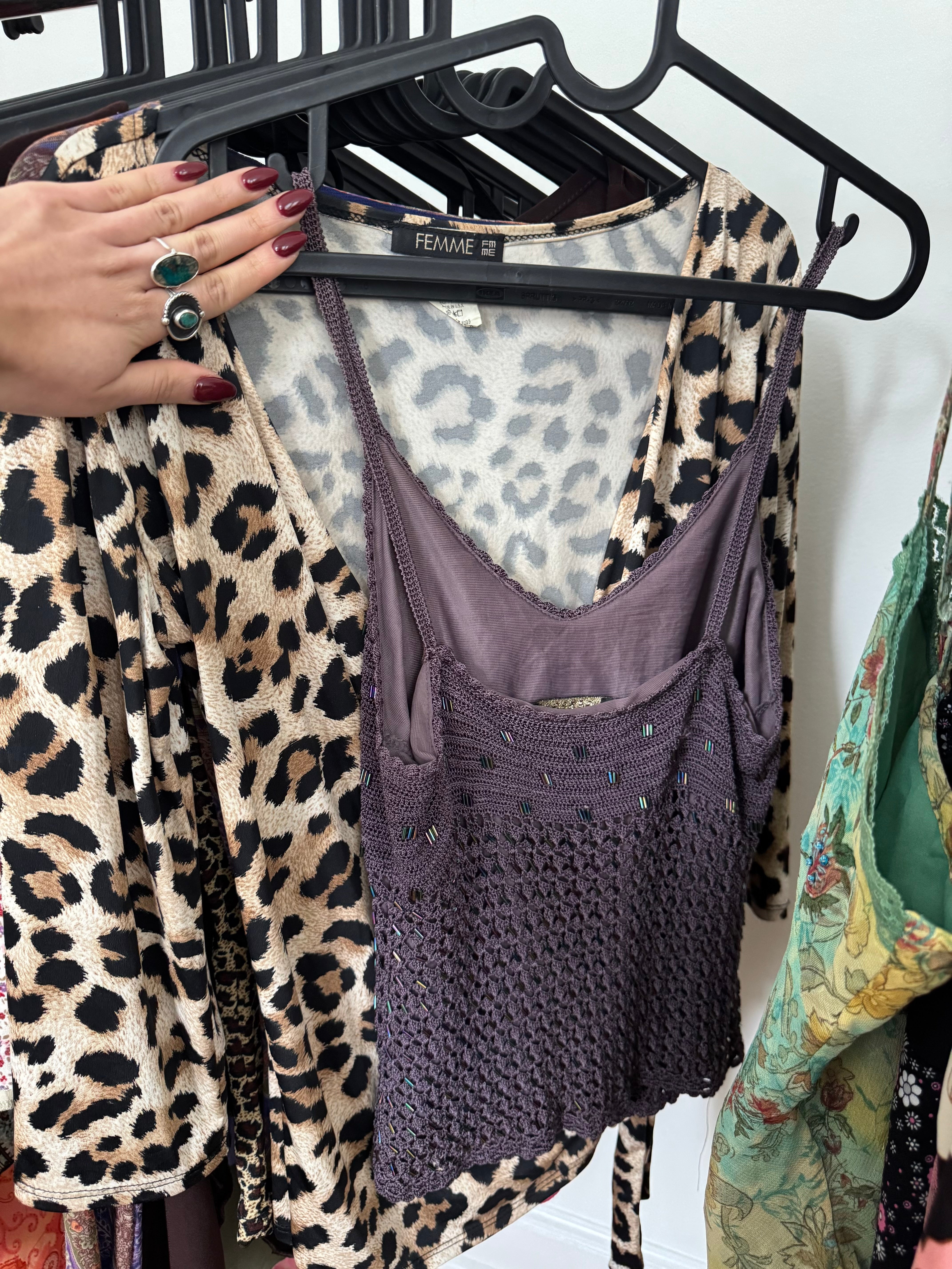 Vintage 90s Midnight Plum Crochet Tank (S)