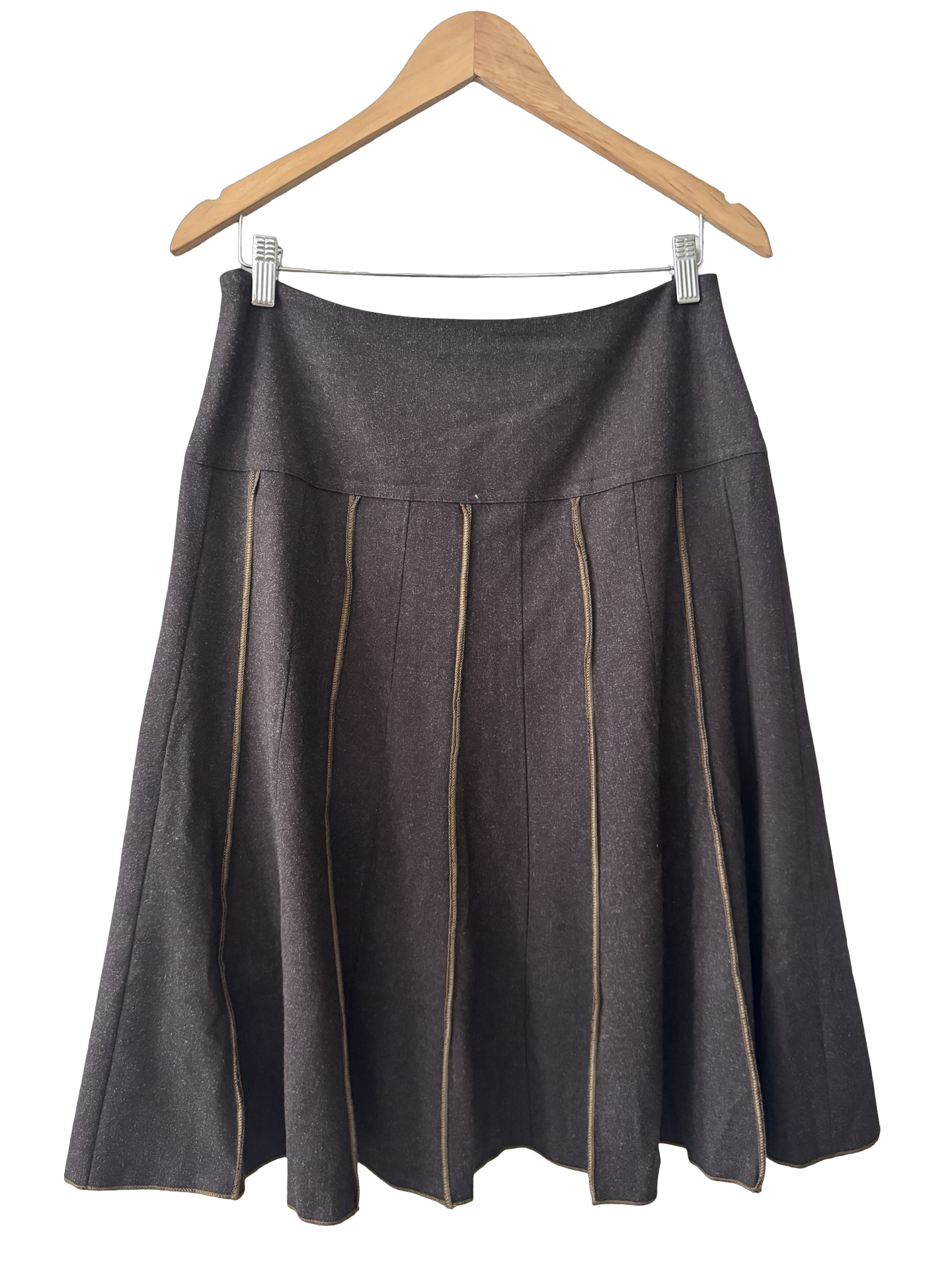 Vintage Y2K Chocolate Ribbon Detail Low Waist Midi Skirt (S/M)
