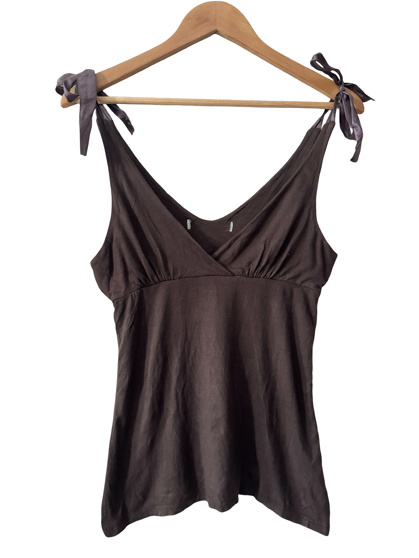 Vintage Y2K Chocolate Ribbon Tie Top (S)