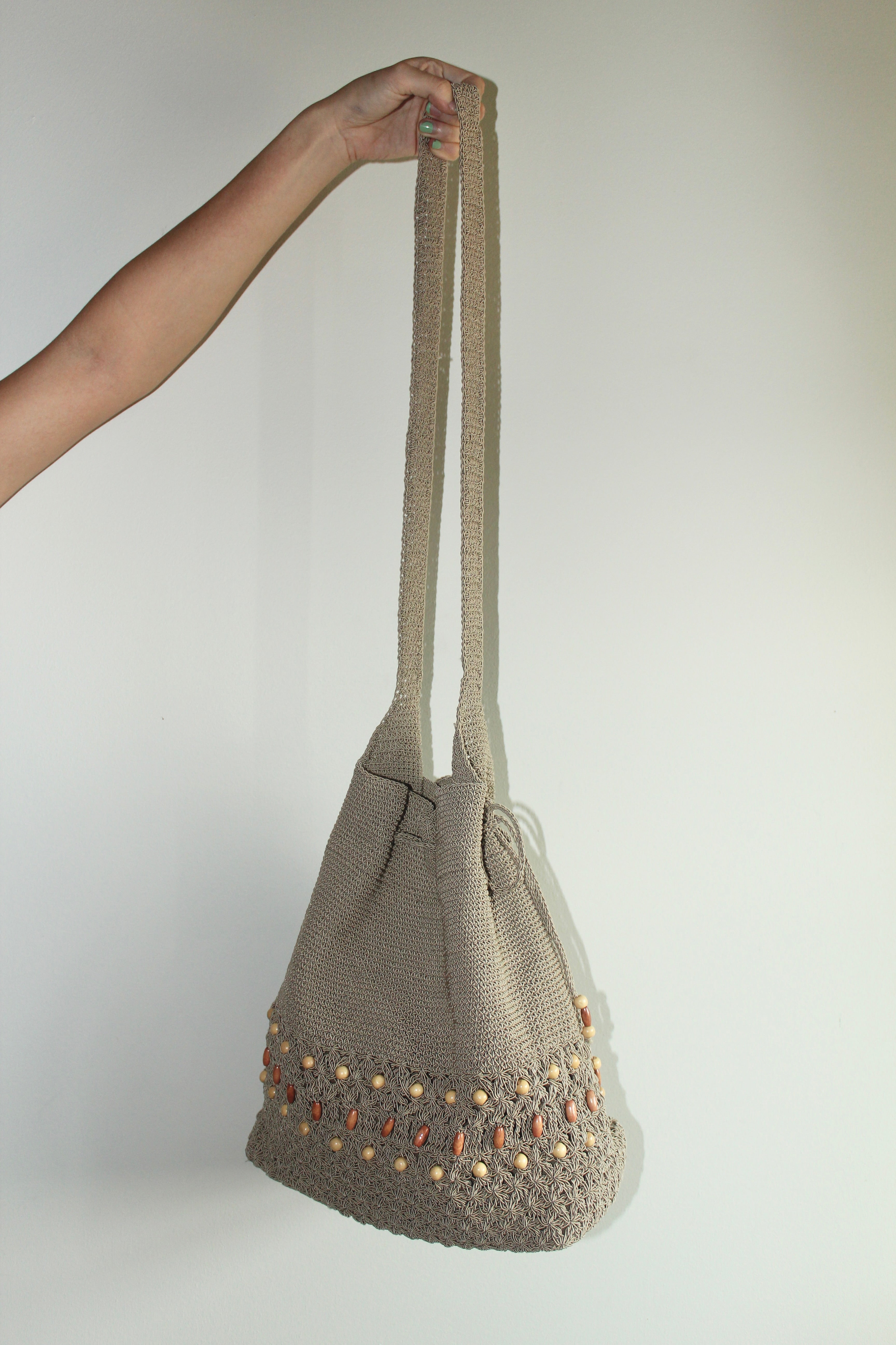 Boho Beaded Knit Tote