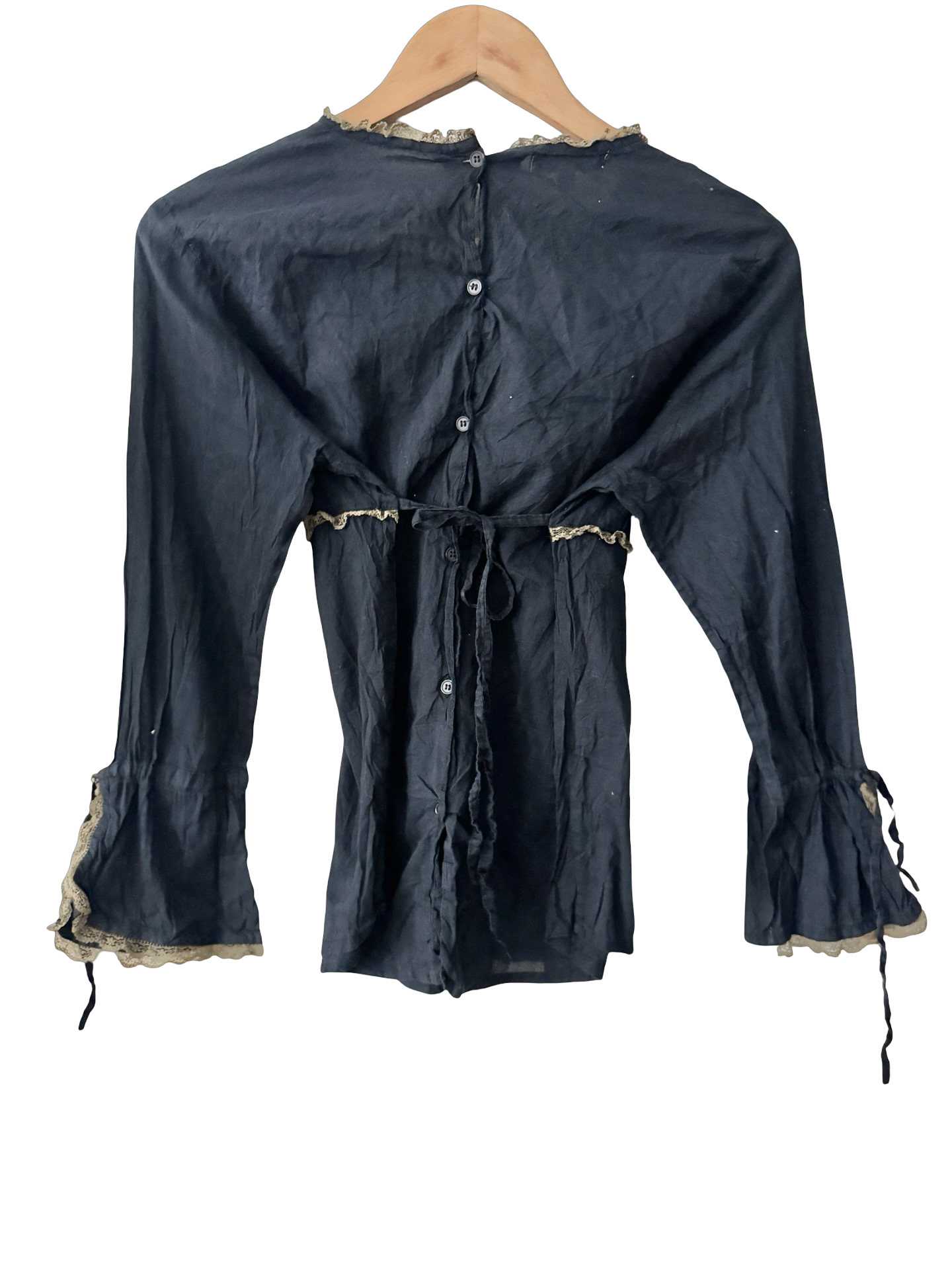 Vintage Y2K Midnight in Paris Beaded Tie Top (S/M)