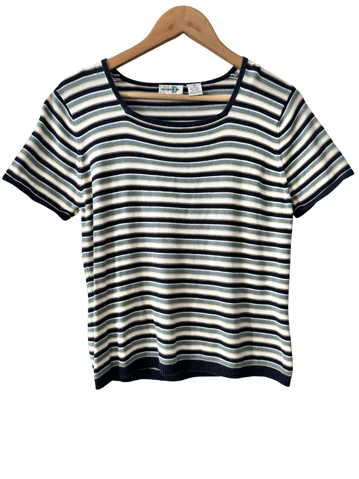 Vintage 90s Coastal Stripe Short Sleeve Knit Top (M/L)