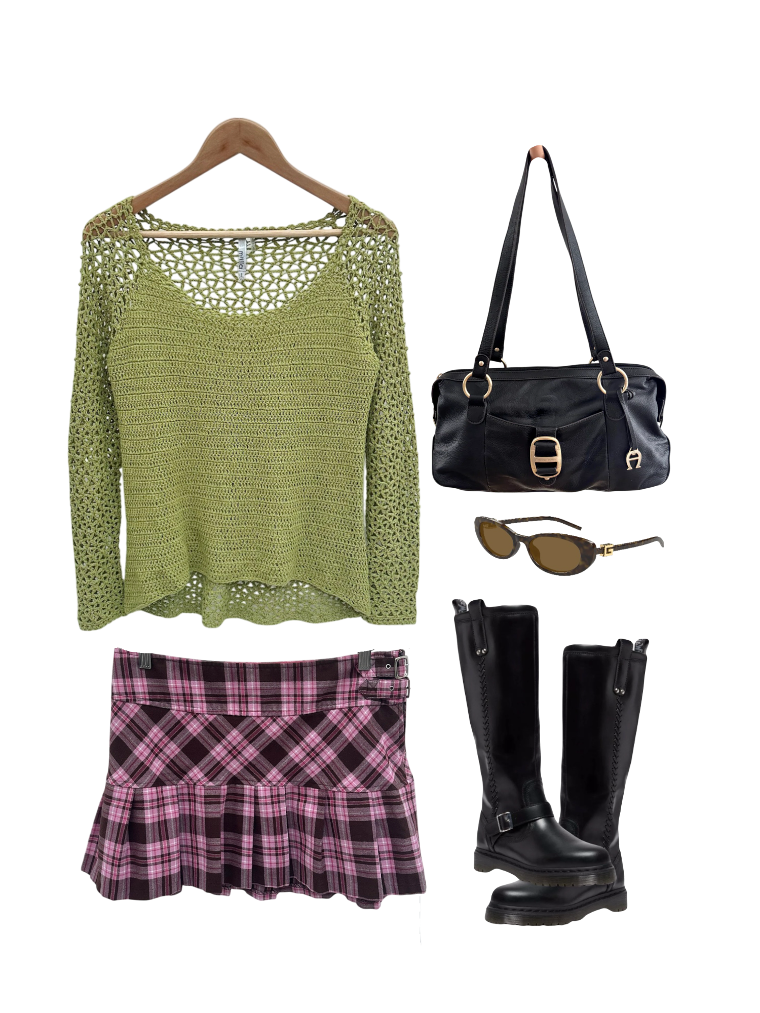Vintage Y2K Plaid Mini Skirt (M/L)