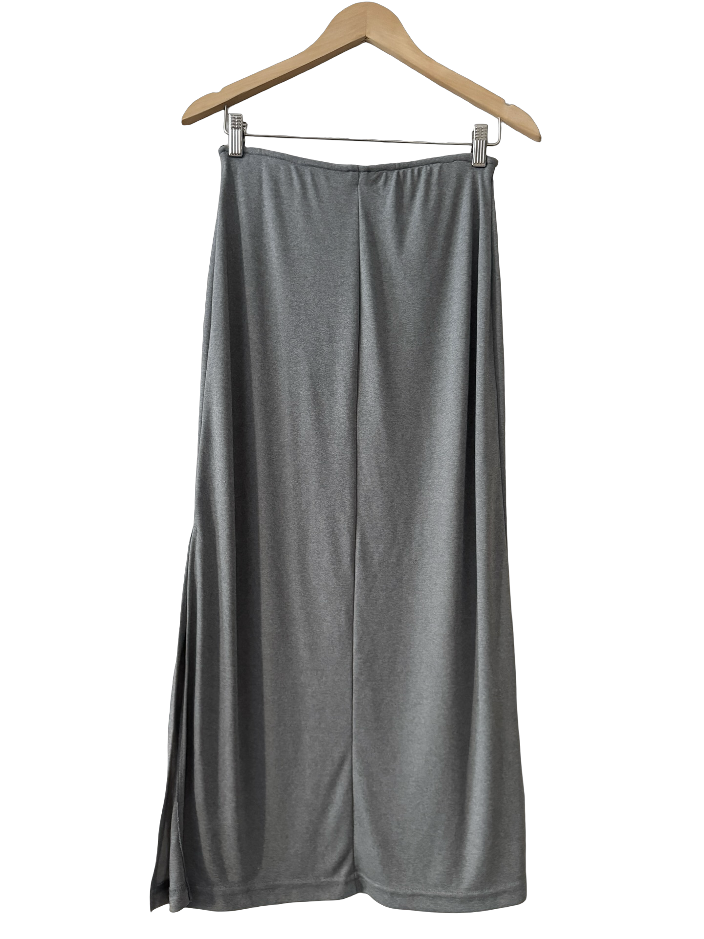Vintage 90s Smoke Grey Column Knit Maxi Skirt (S)