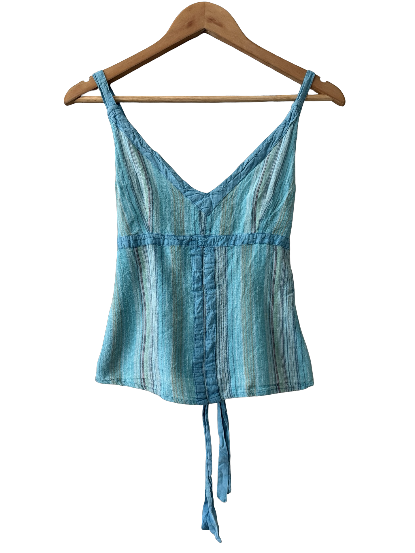 Vintage Y2K Ocean Stripe Cotton Tie Tank (S/M)