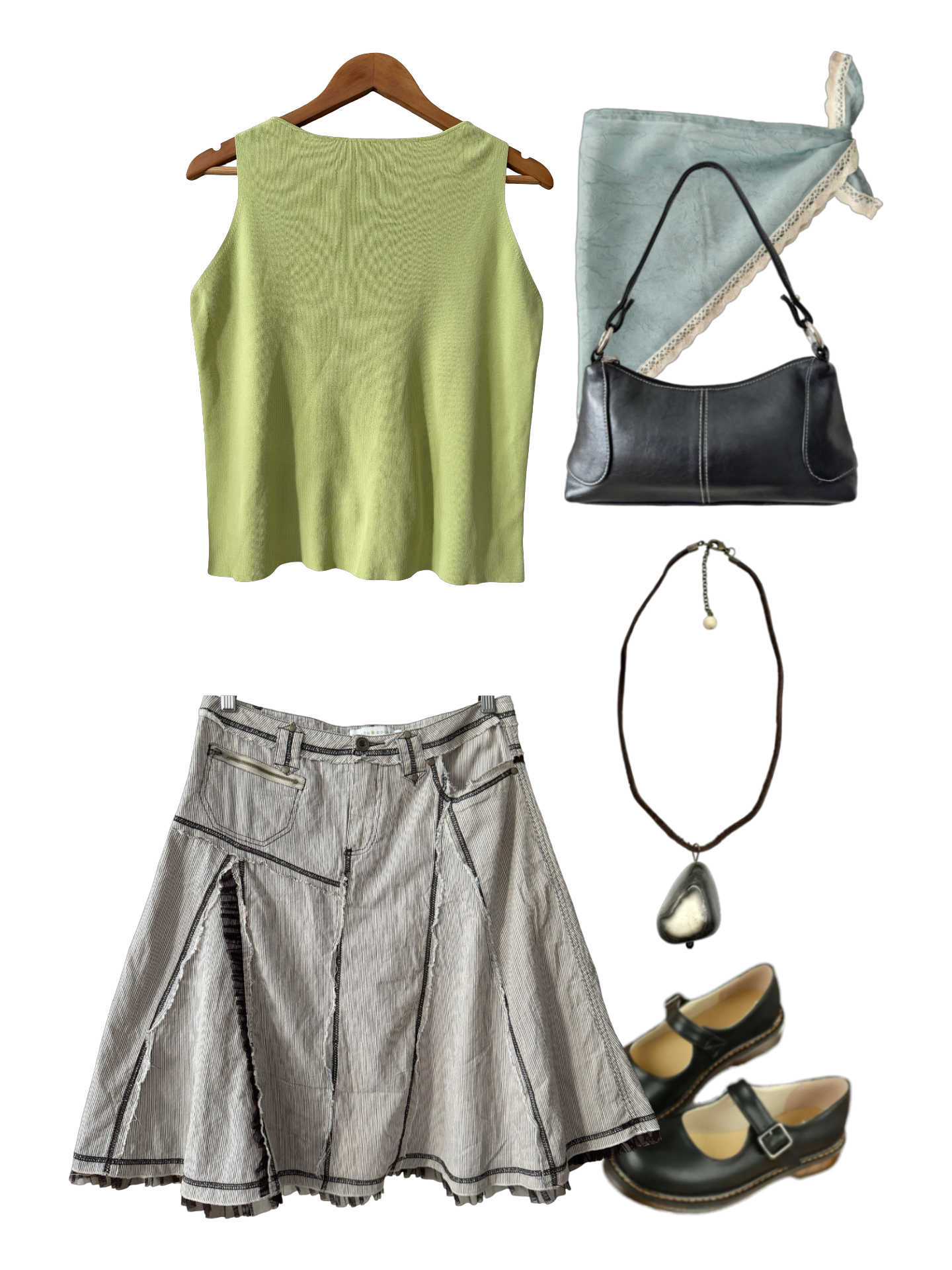 Vintage Y2K Lime Sorbet High-neck Knit Tank (L)