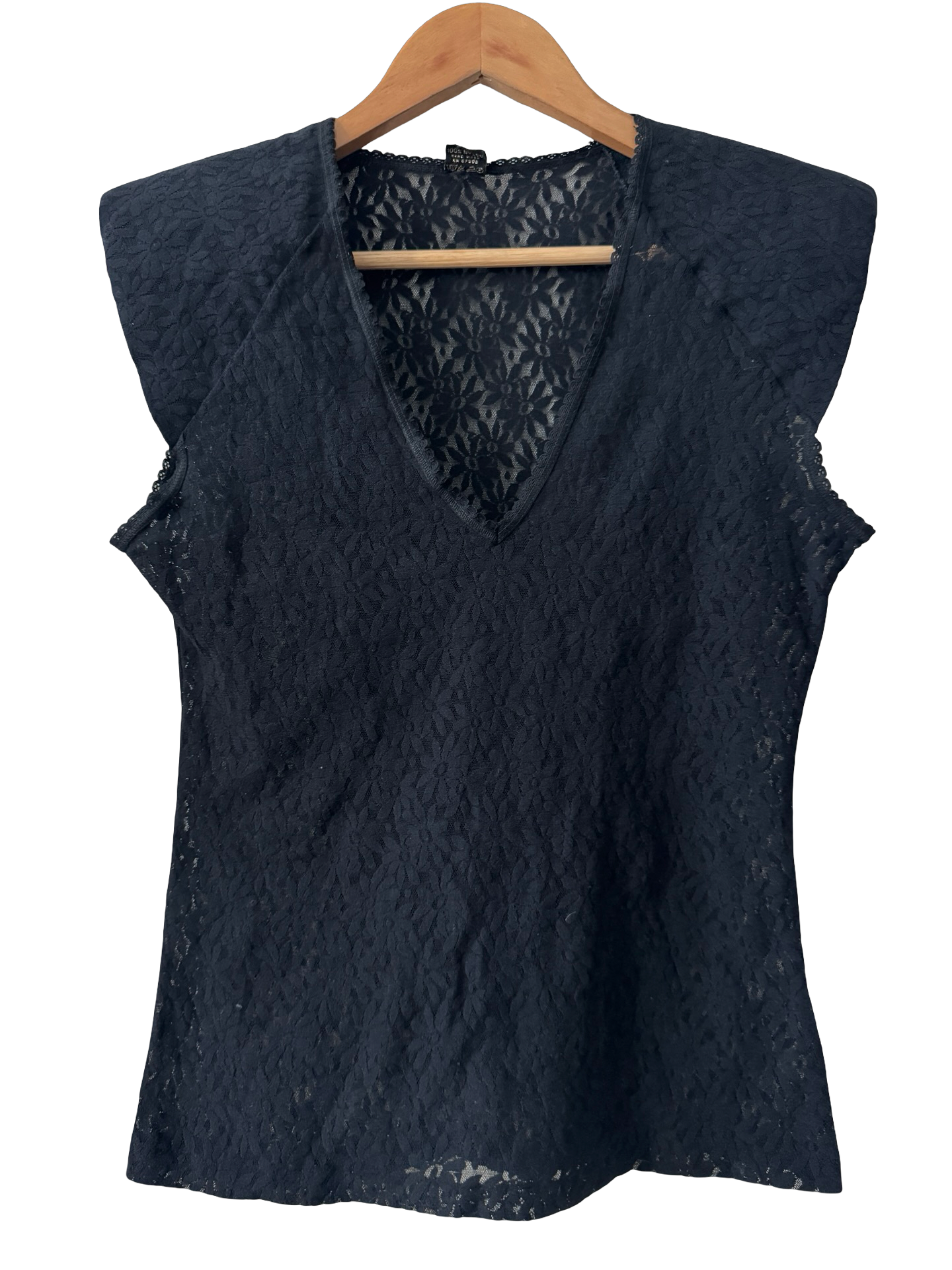 Vintage 80s Italian Noir Lace Sailor Top (Medium)
