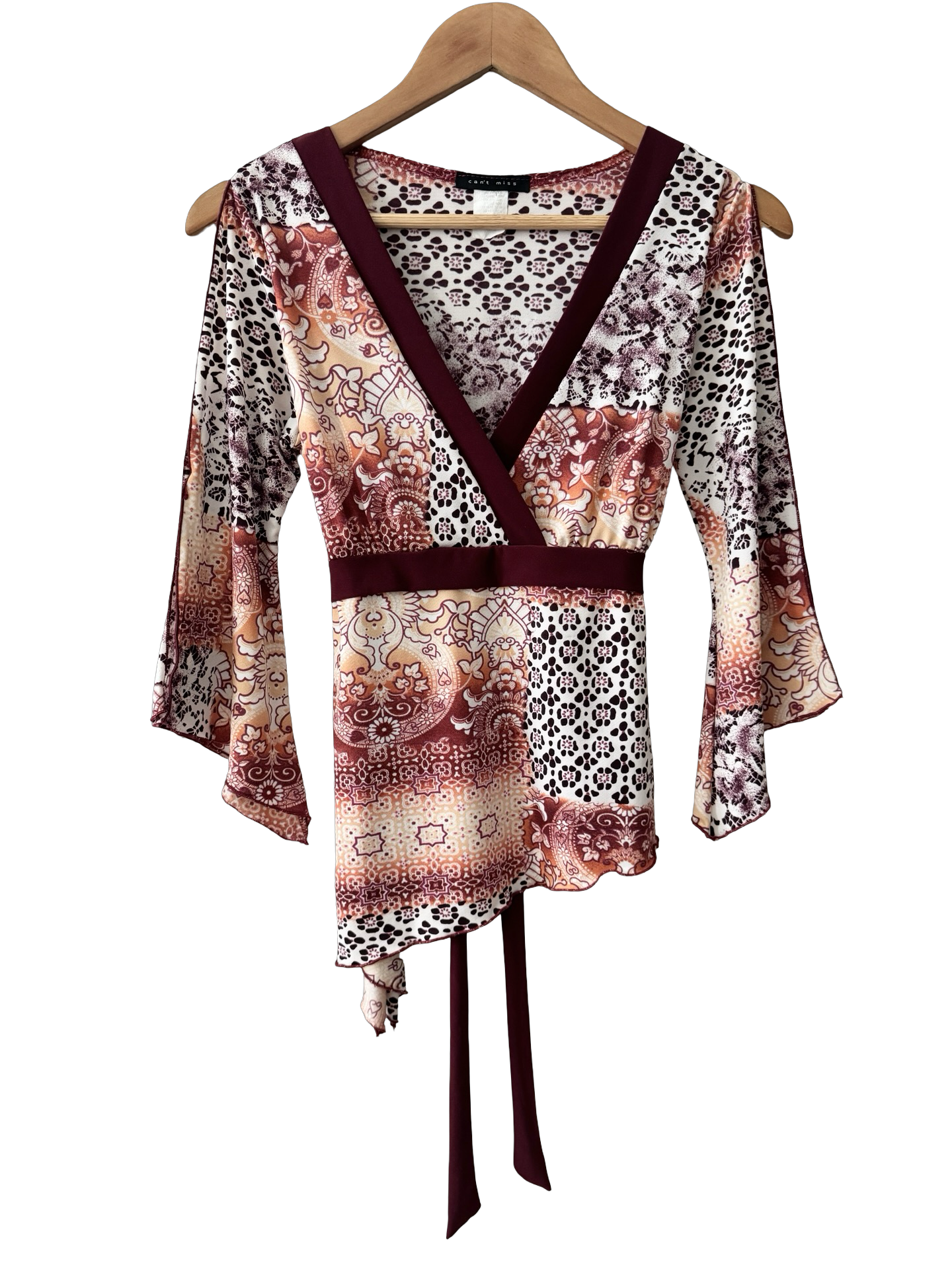 Vintage 90s Can't Miss Patchwork Asymmetrical Wrap Top (M/L)