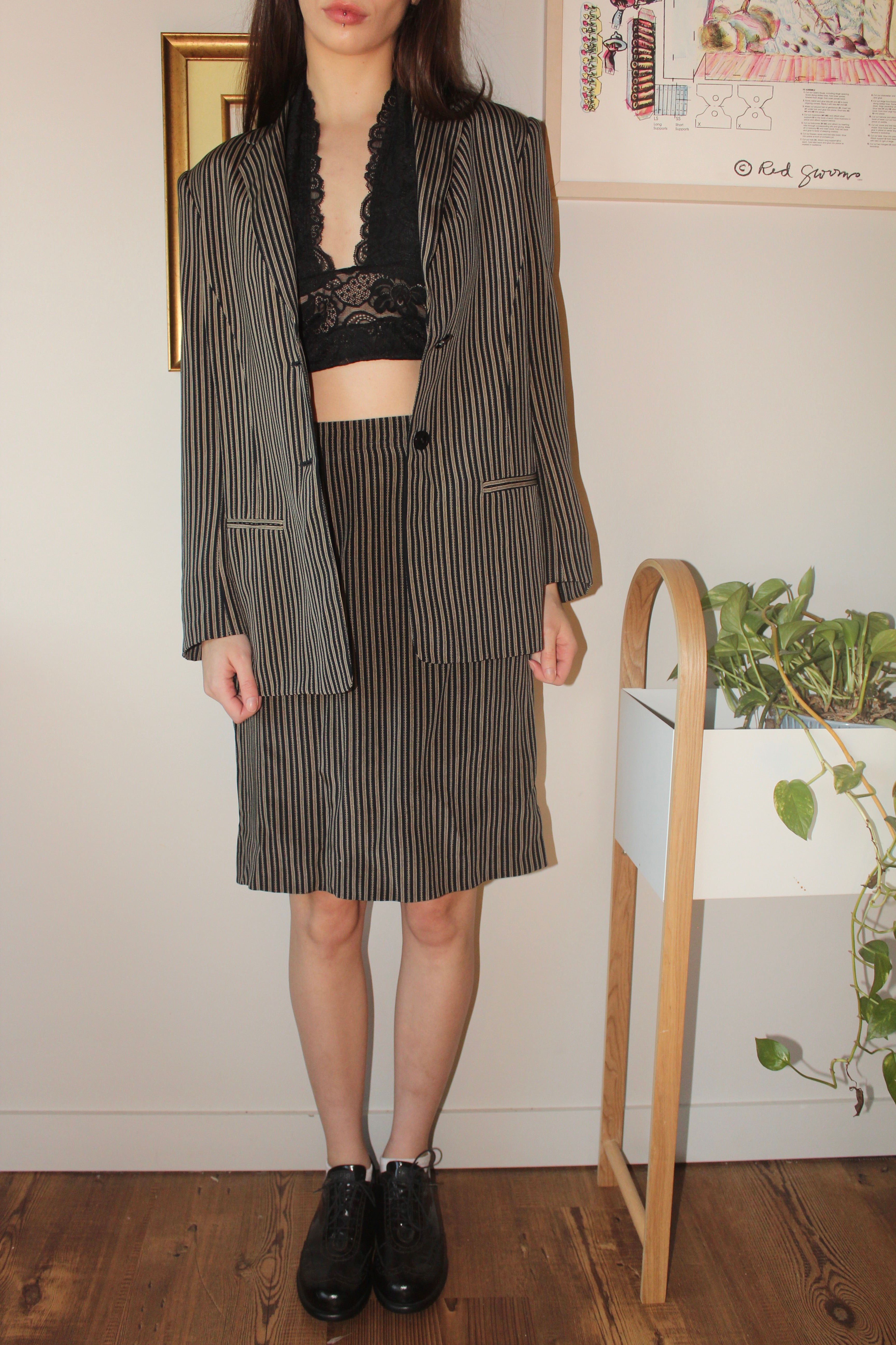 Vintage 80s Silk Plaid Twin Set (S)