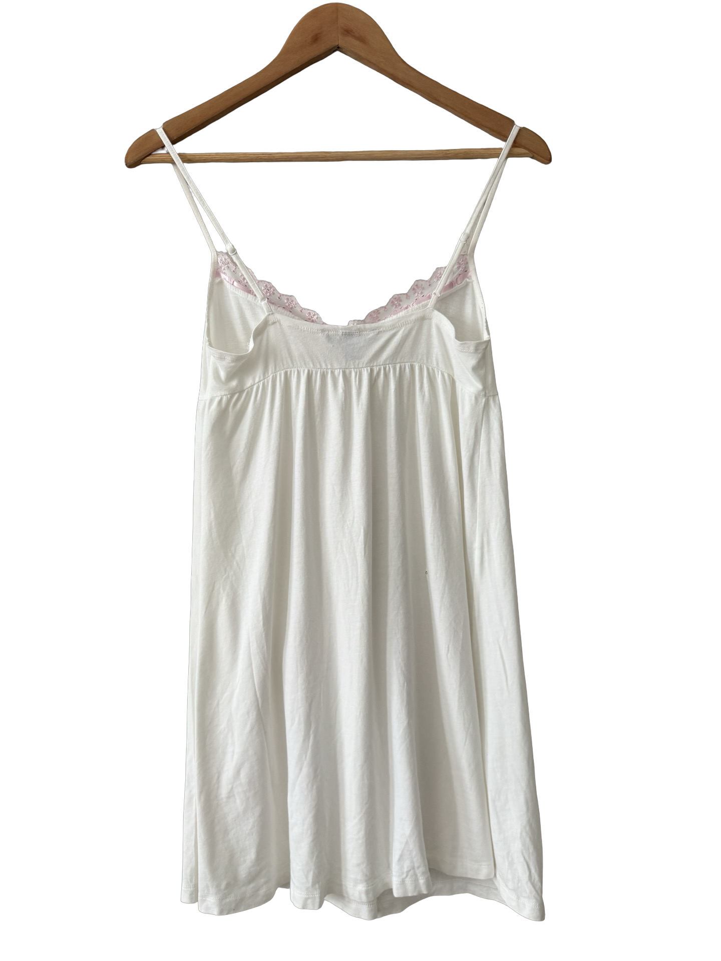 Vintage White And Pink Lace Slip Dress (M)