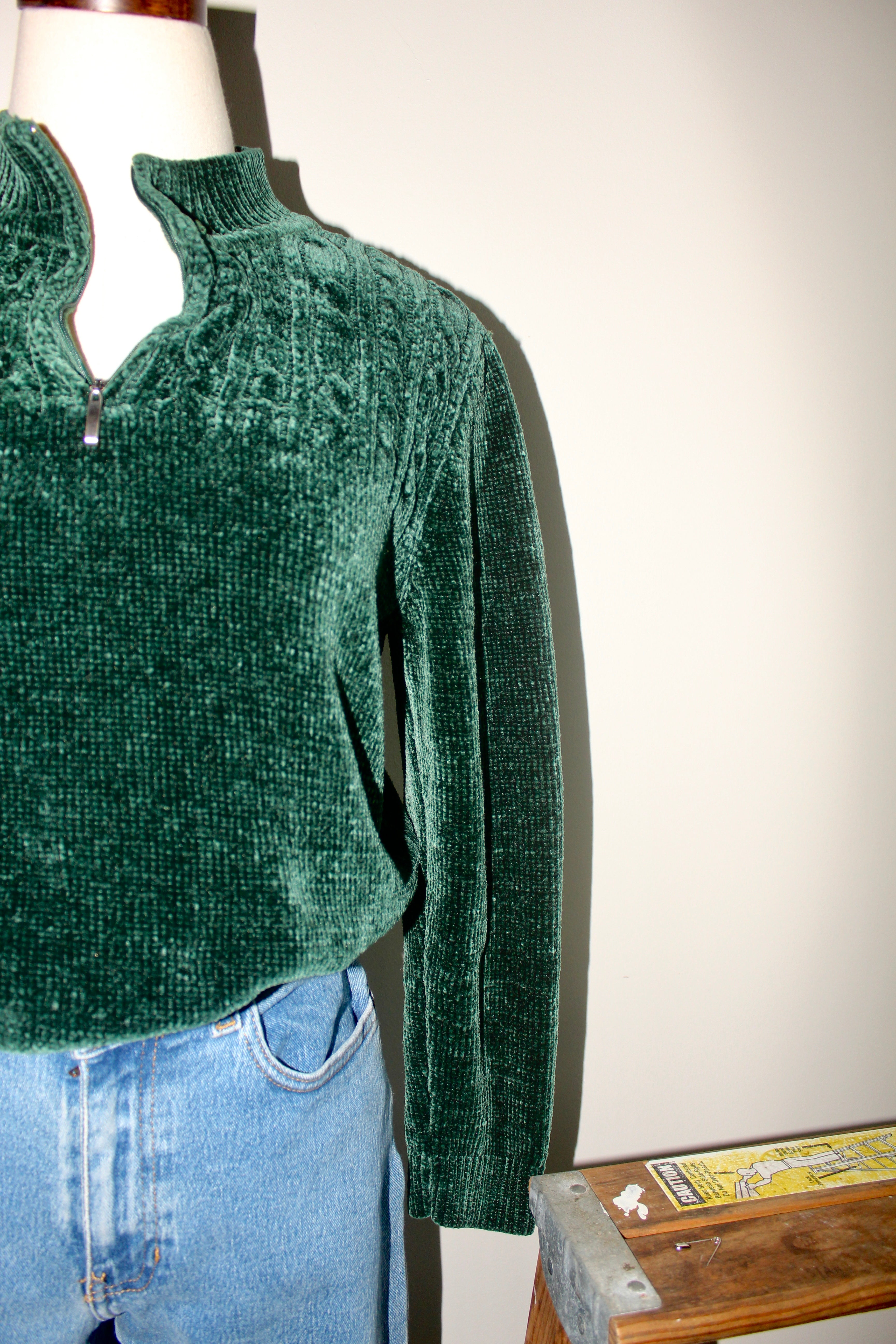 Vintage 90s Emerald Crushed Velvet Knit (S)