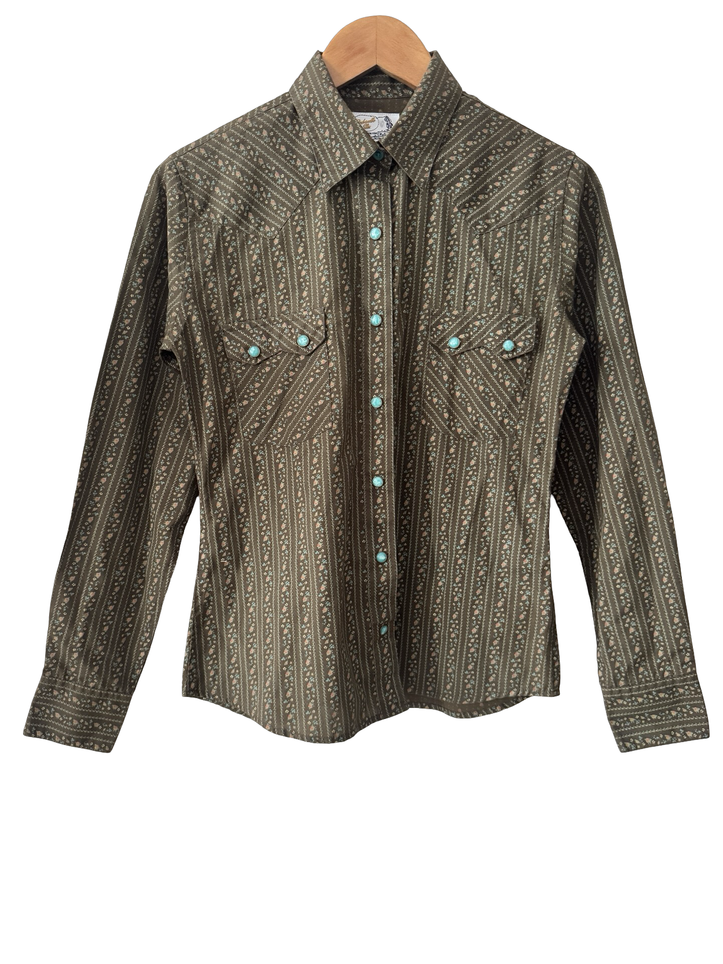 Vintage 90s Turquoise Button Western Shirt (M)