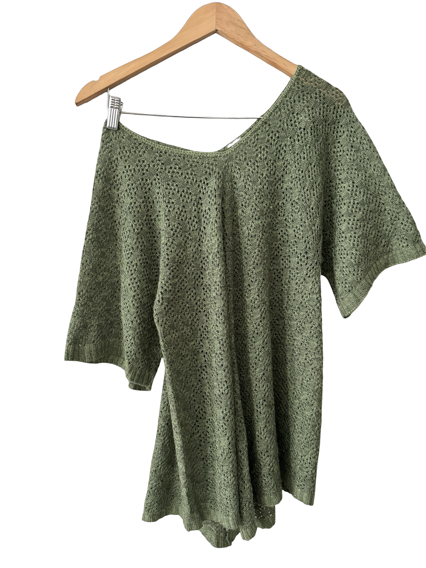 Vintage 90s Sage Crochet Knit Tunic (M)