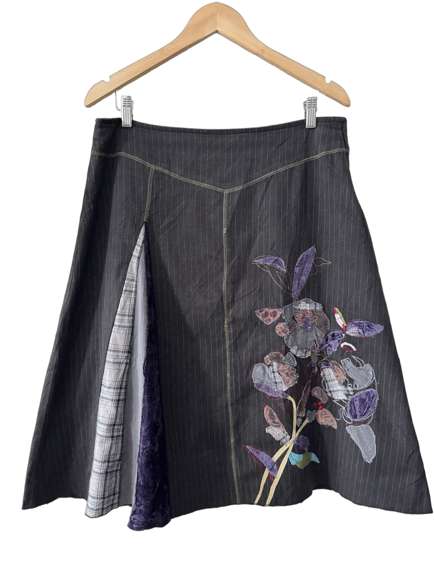 Vintage Y2K Midnight Garden Patchwork Skirt (L)