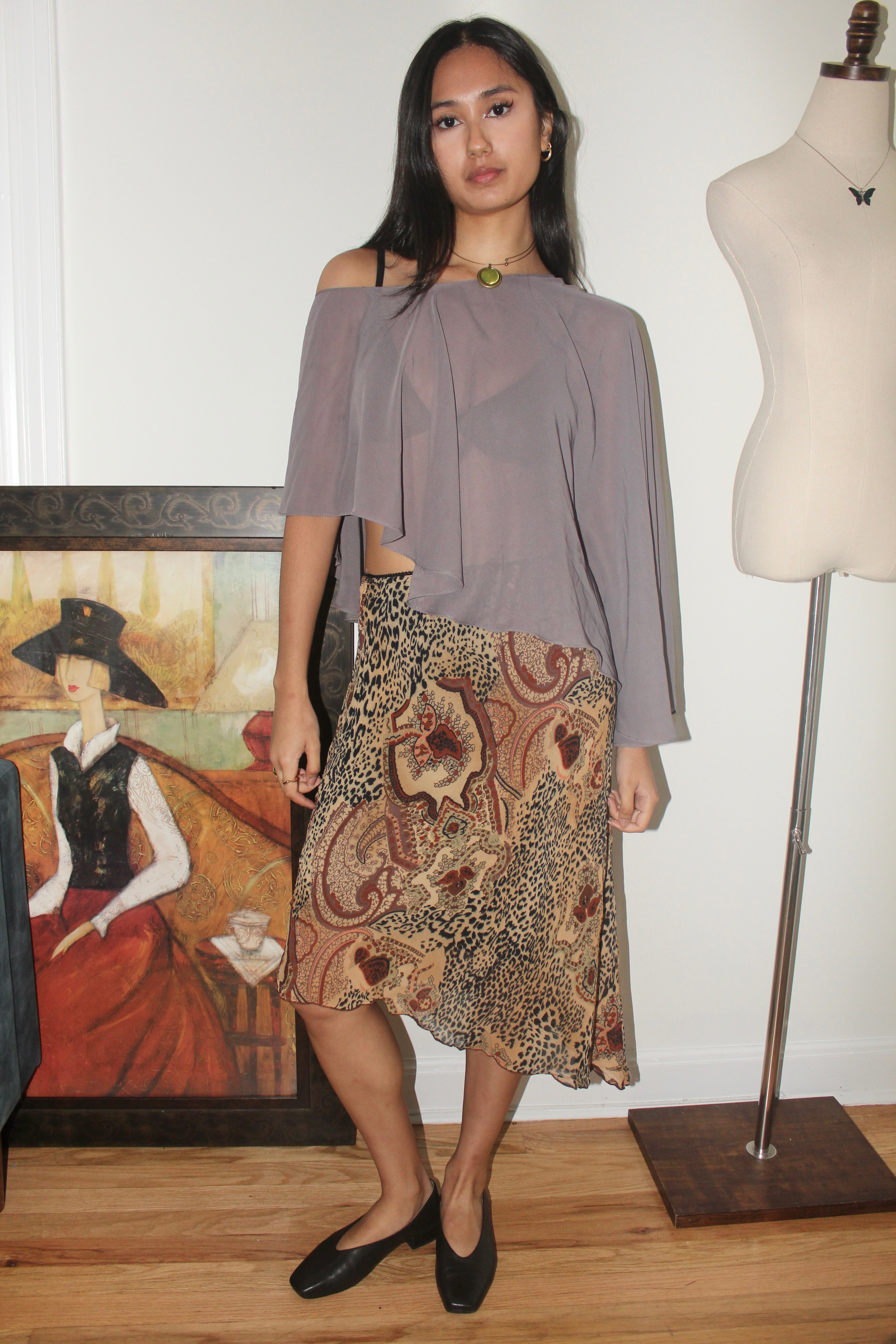 Vintage 90s Lilac Asymmetrical Poncho (one size)