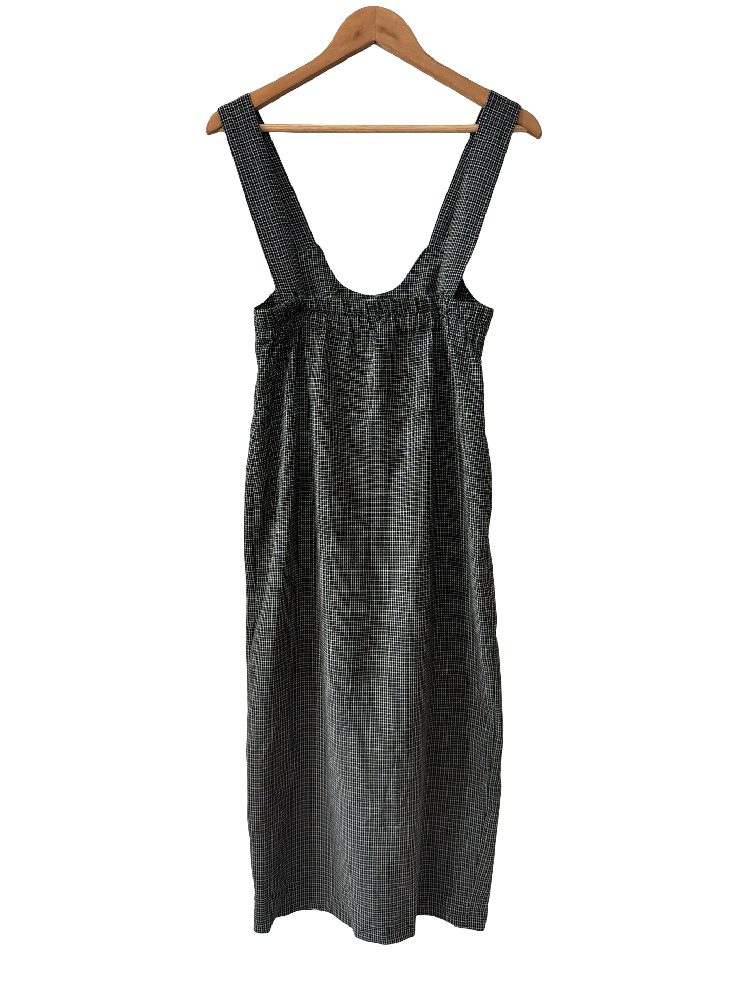 Vintage 90s Indie Overall Check Midi Dress (S)
