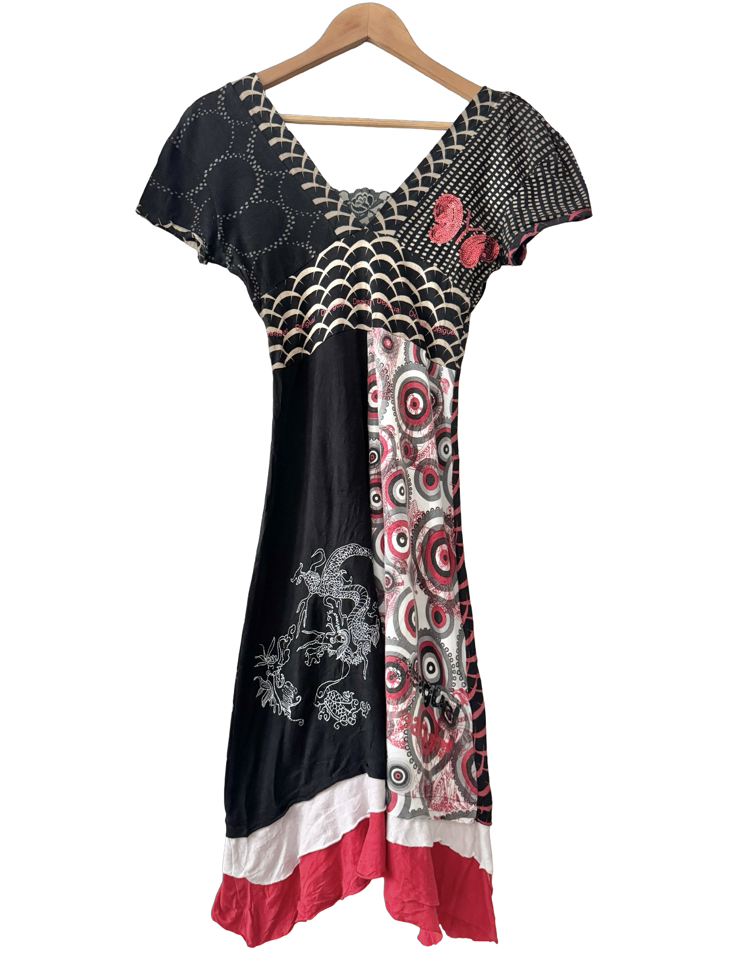 Vintage Y2K Desigual Patchwork Dragon Midi Dress (S)