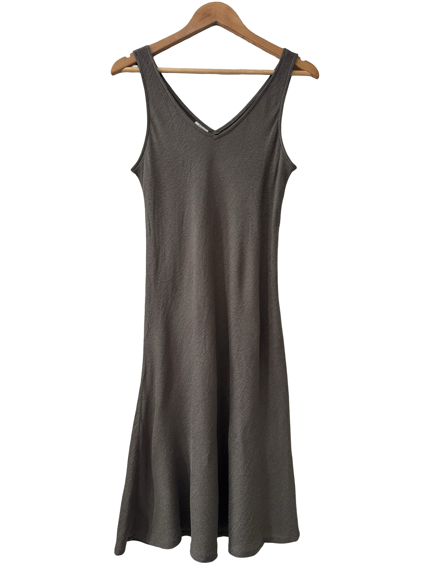 Vintage 90s Minimalist Olive Toffee Textured Midi Dress (M/L)