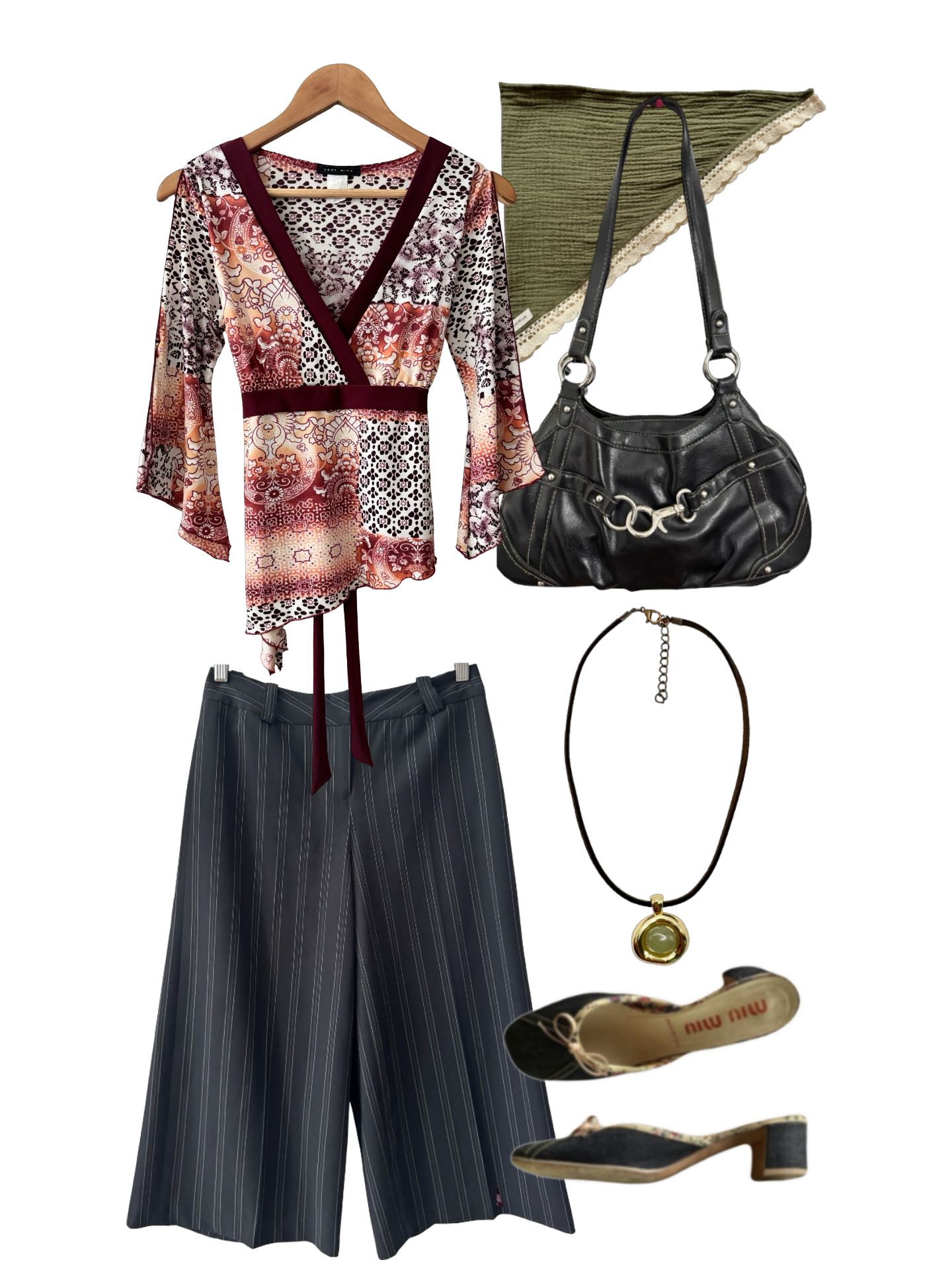 Vintage 90s Can't Miss Patchwork Asymmetrical Wrap Top (M/L)