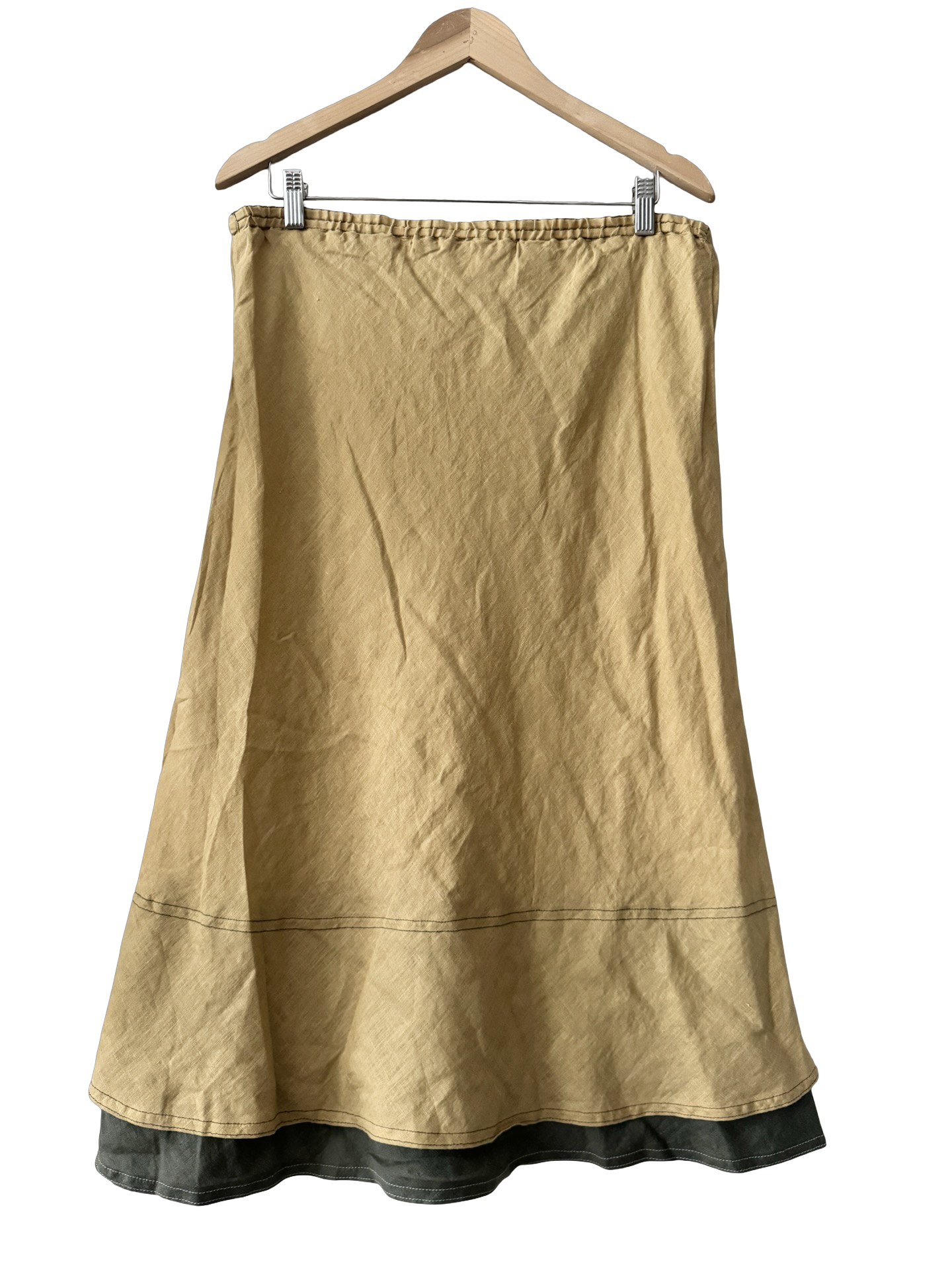 Vintage 90s Lemon Olive Linen Skirt (M/L)