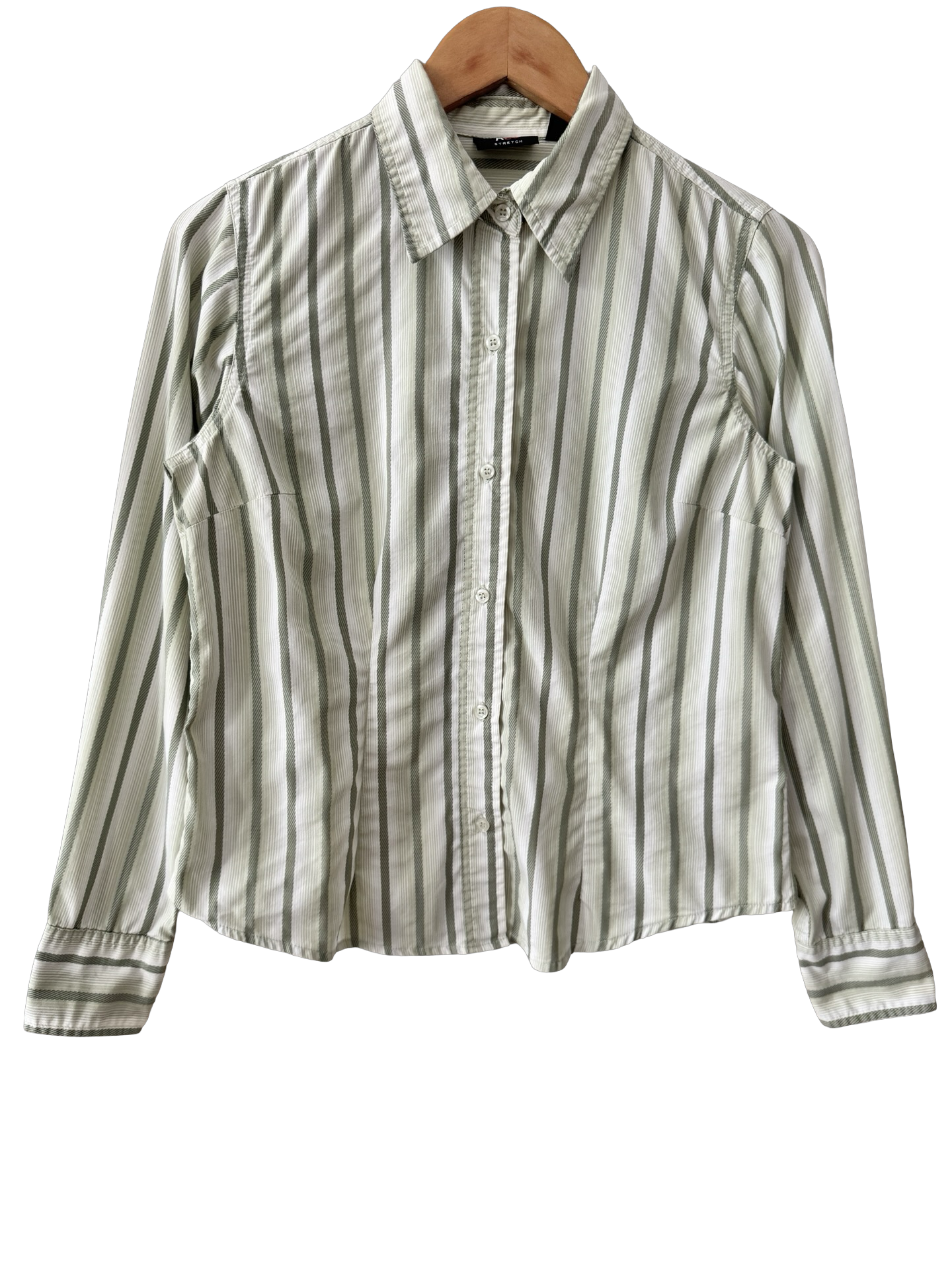 Vintage 90s Sage Stripe Button-Up (S/M)