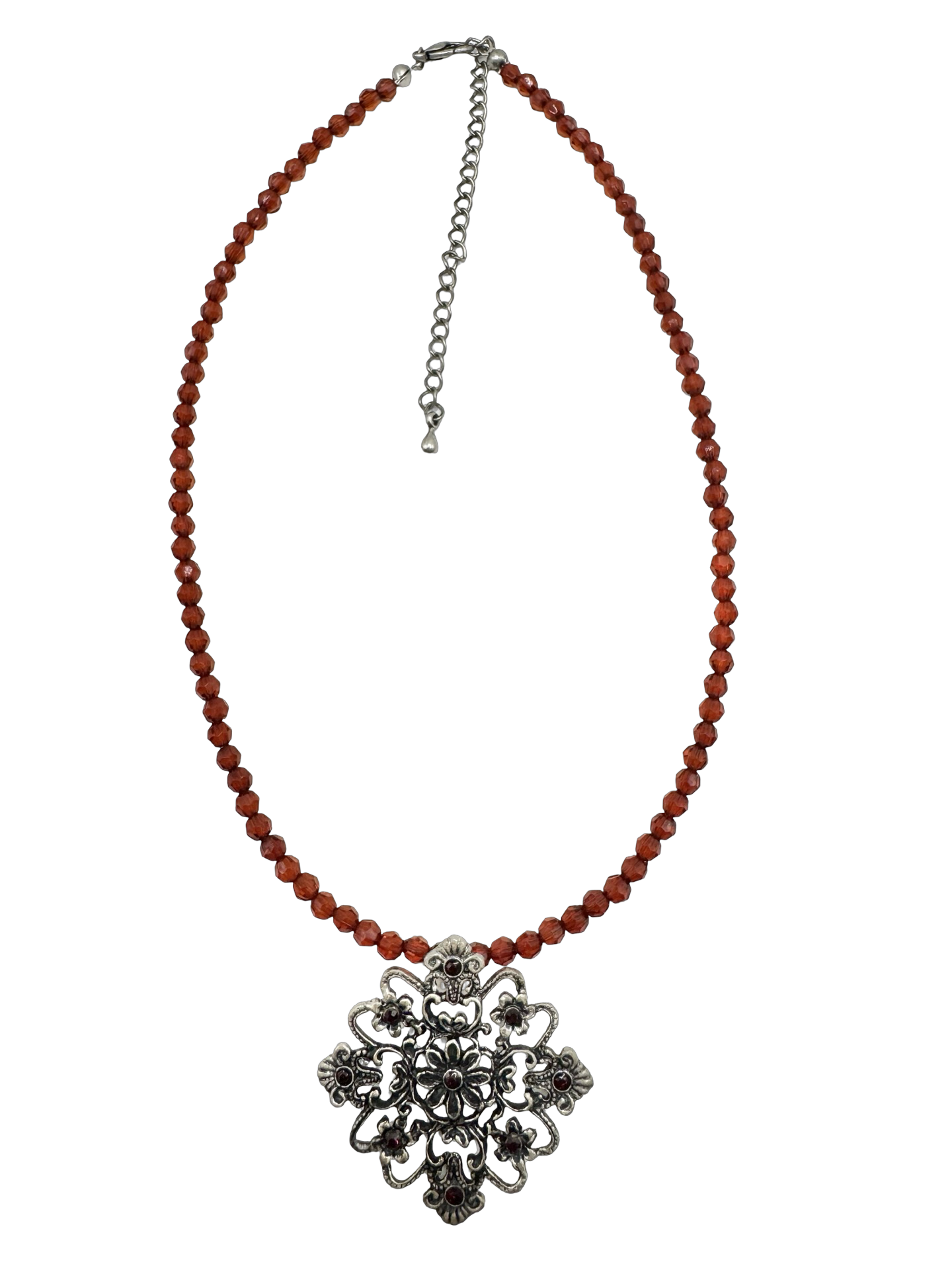 Vintage Garnet Cross Statement Necklace