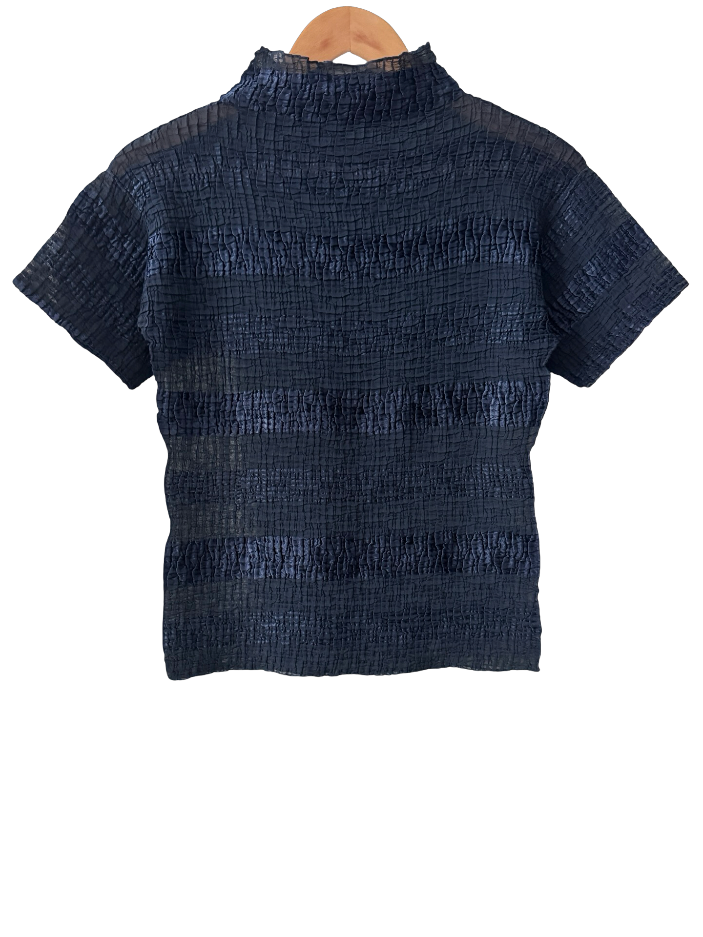 Vintage Y2K Midnight Crinkle Mock Neck Top (M)