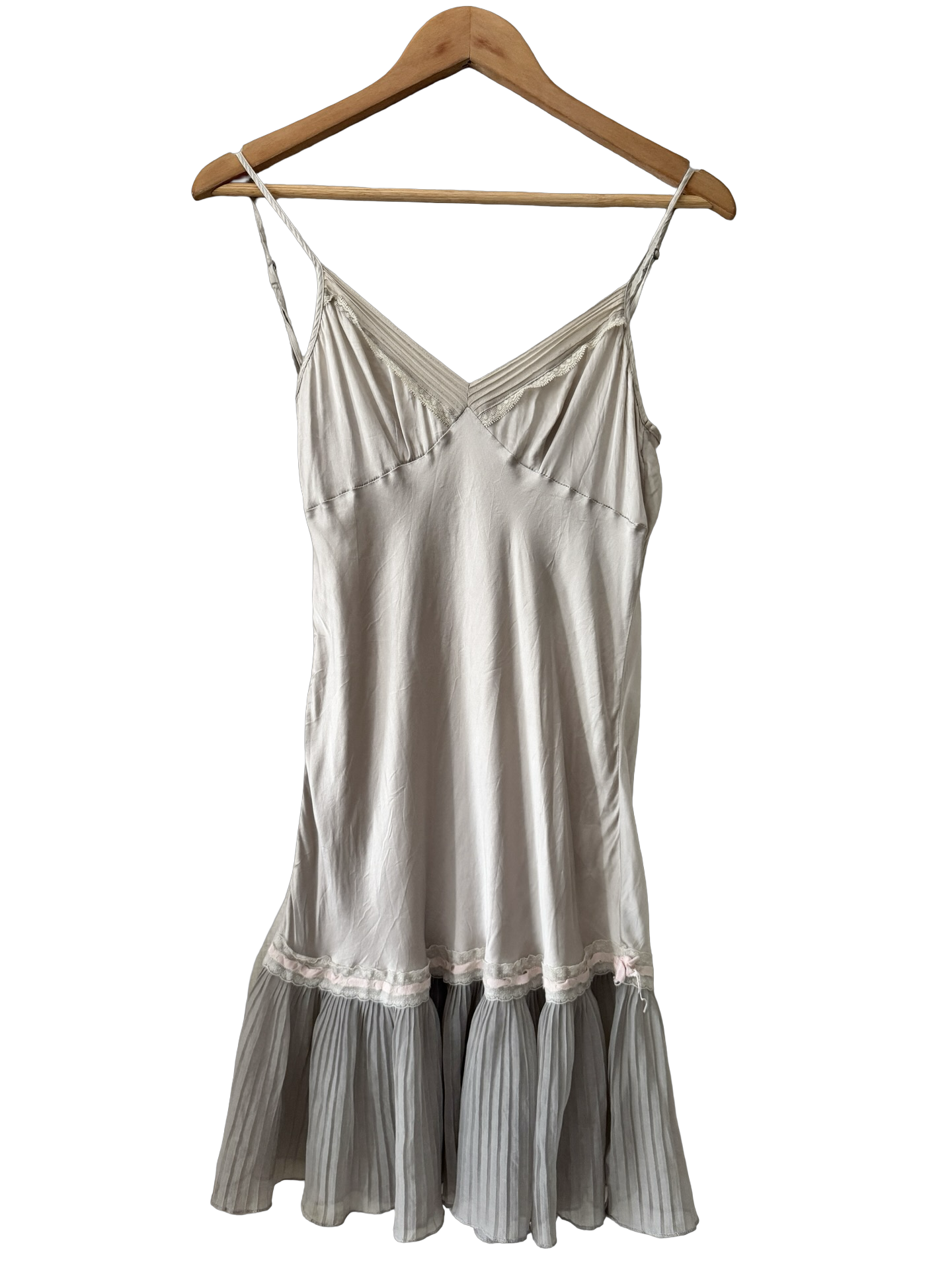 Vintage Y2K French Dove Silk Ballet Slip Dress (S-M)