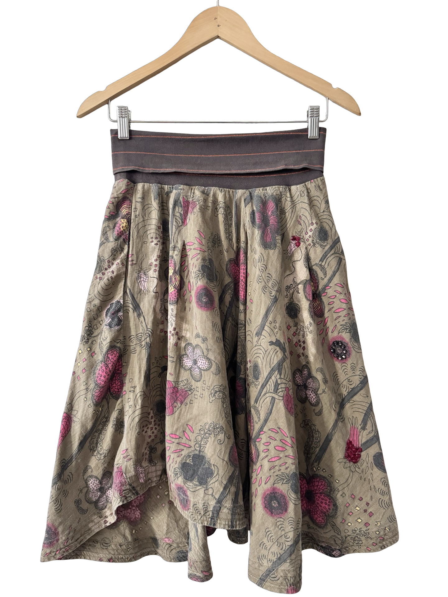 Vintage 90s Indie Daydream Mixed Media Midi Skirt (XS)