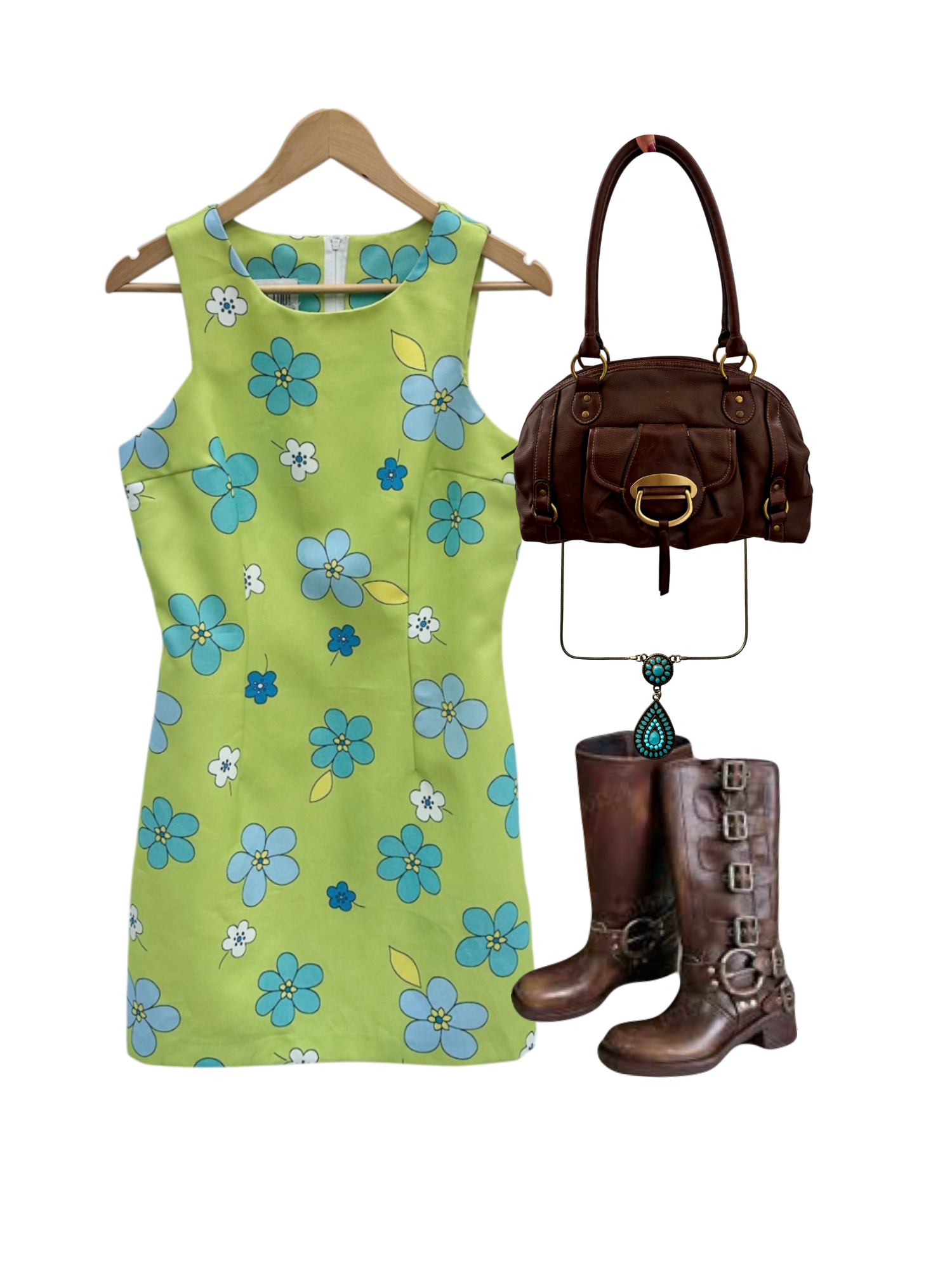 Vintage 90s Retro Floral Mini Dress (M)