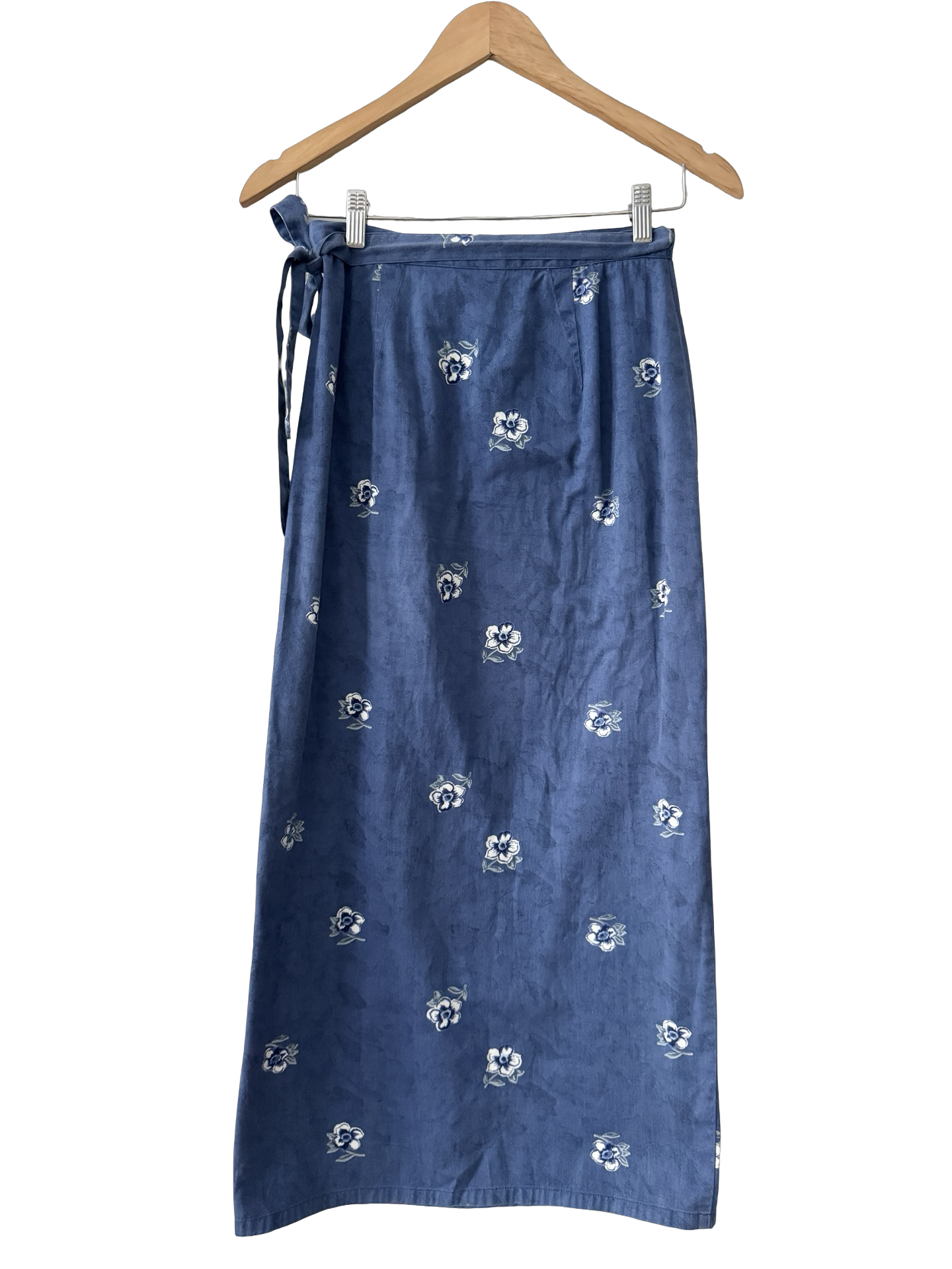 Vintage 90s Floral Cotton Tie Skirt (S)