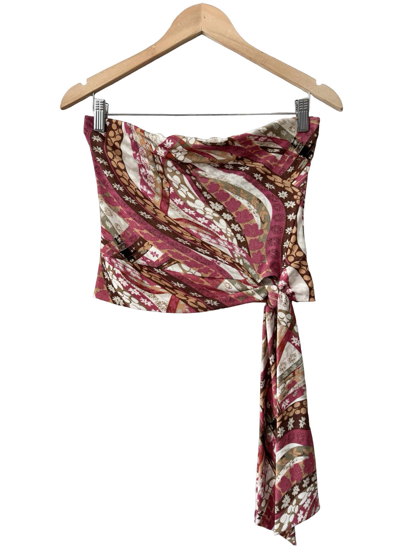 Vintage Y2K Berry Swirl Tie-Wrap Top (S/M)