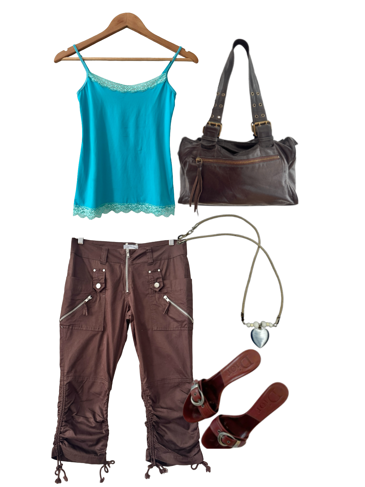 Vintage 90s Rave Chocolate Zip Pocket Cargo Capris (M)