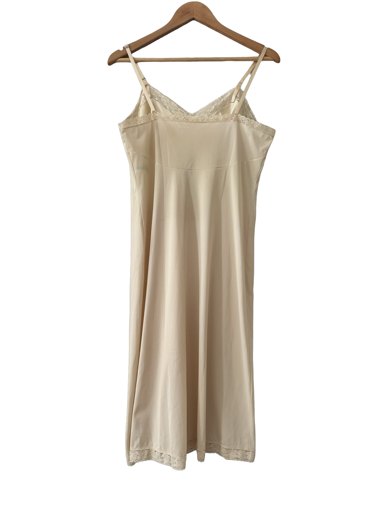Vintage 60s Vanity Fair Ivory Lace Trim Full Slip (M)