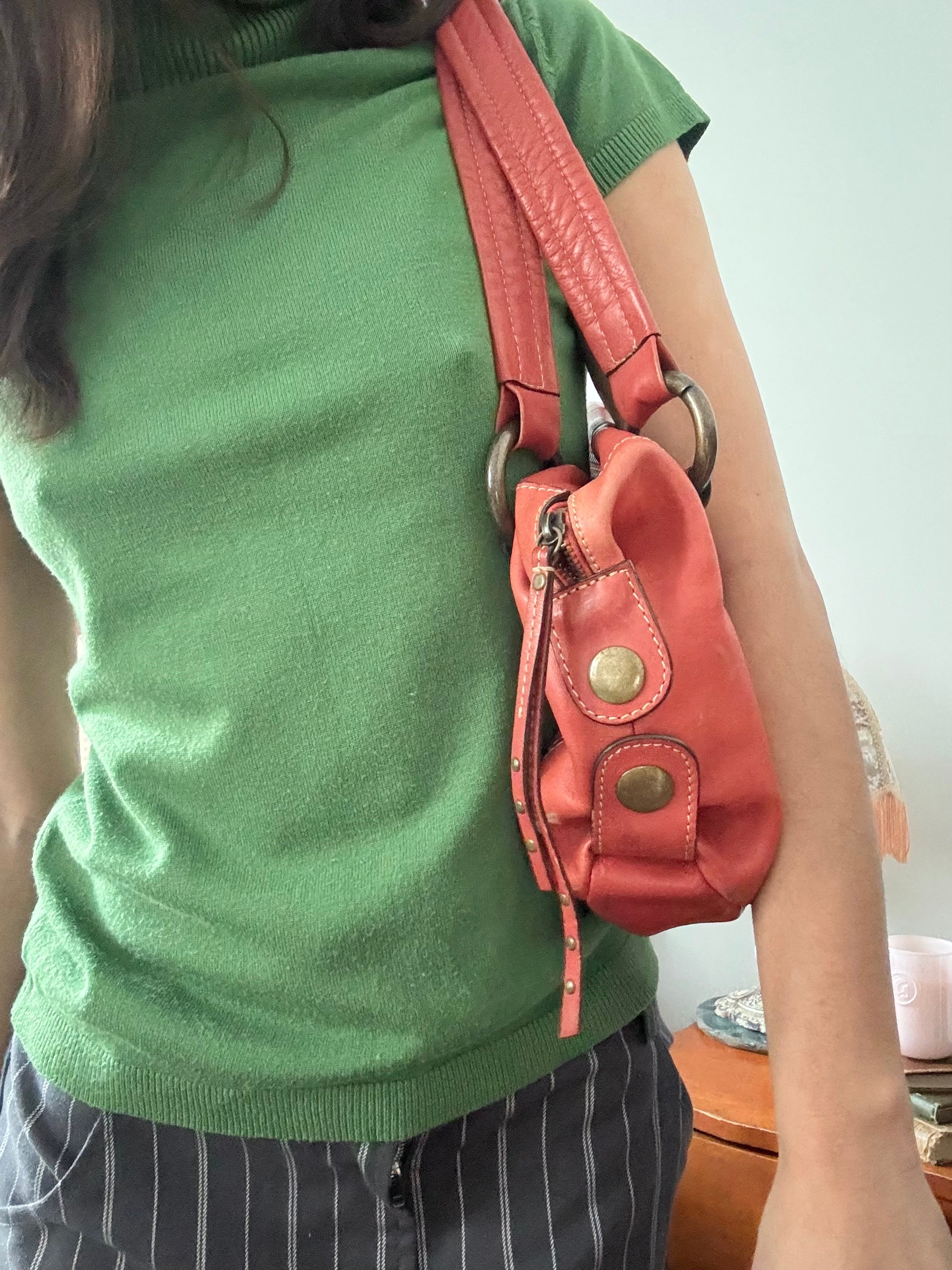 Vintage 90s Fossil Slouchy Tangerine Leather Purse