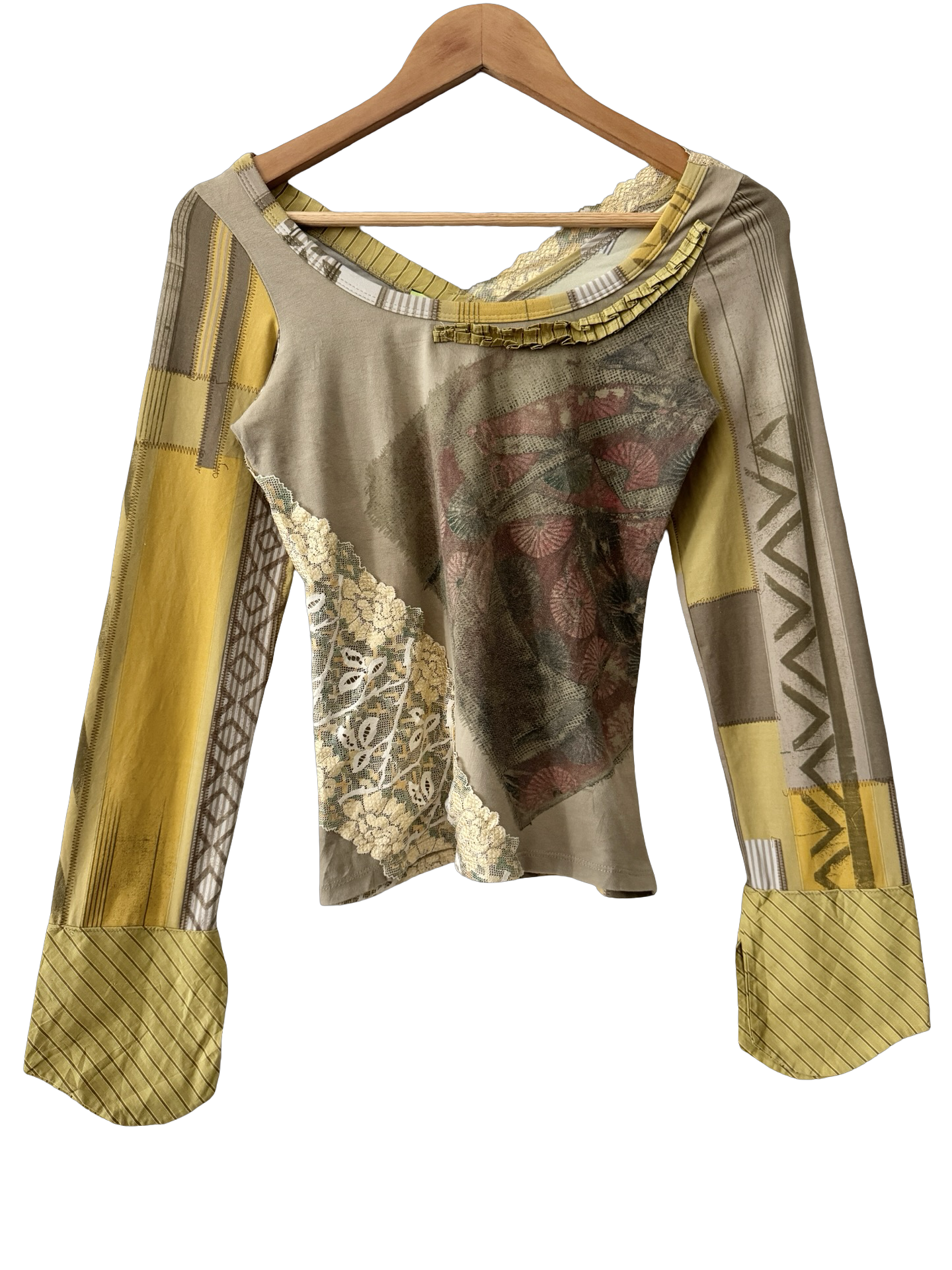 Vintage Y2K Italian Save The Queen Artisan Patchwork Lace Top (S)