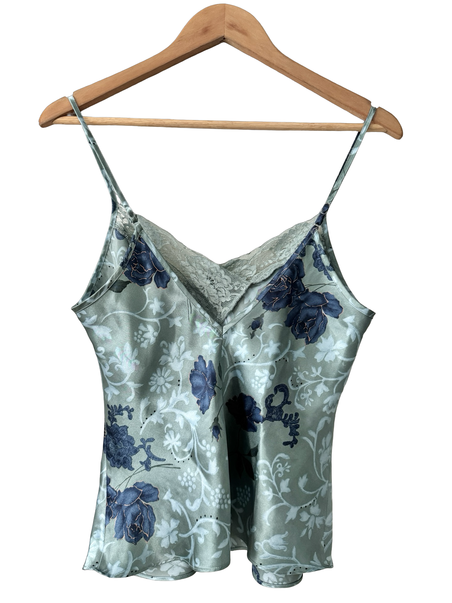 Vintage 90s Sage Floral Satin Cami (S/M)