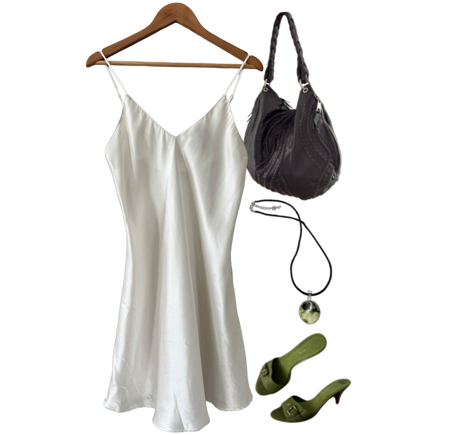 Vintage 90s Classic Ivory Slip Dress (M)