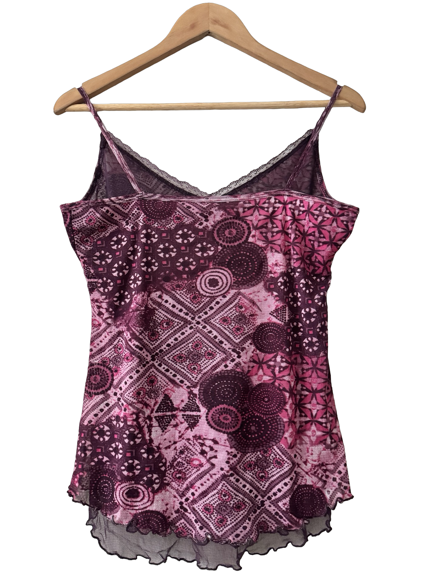 Vintage 90s Midnight Mosaic Mesh Cami (L)