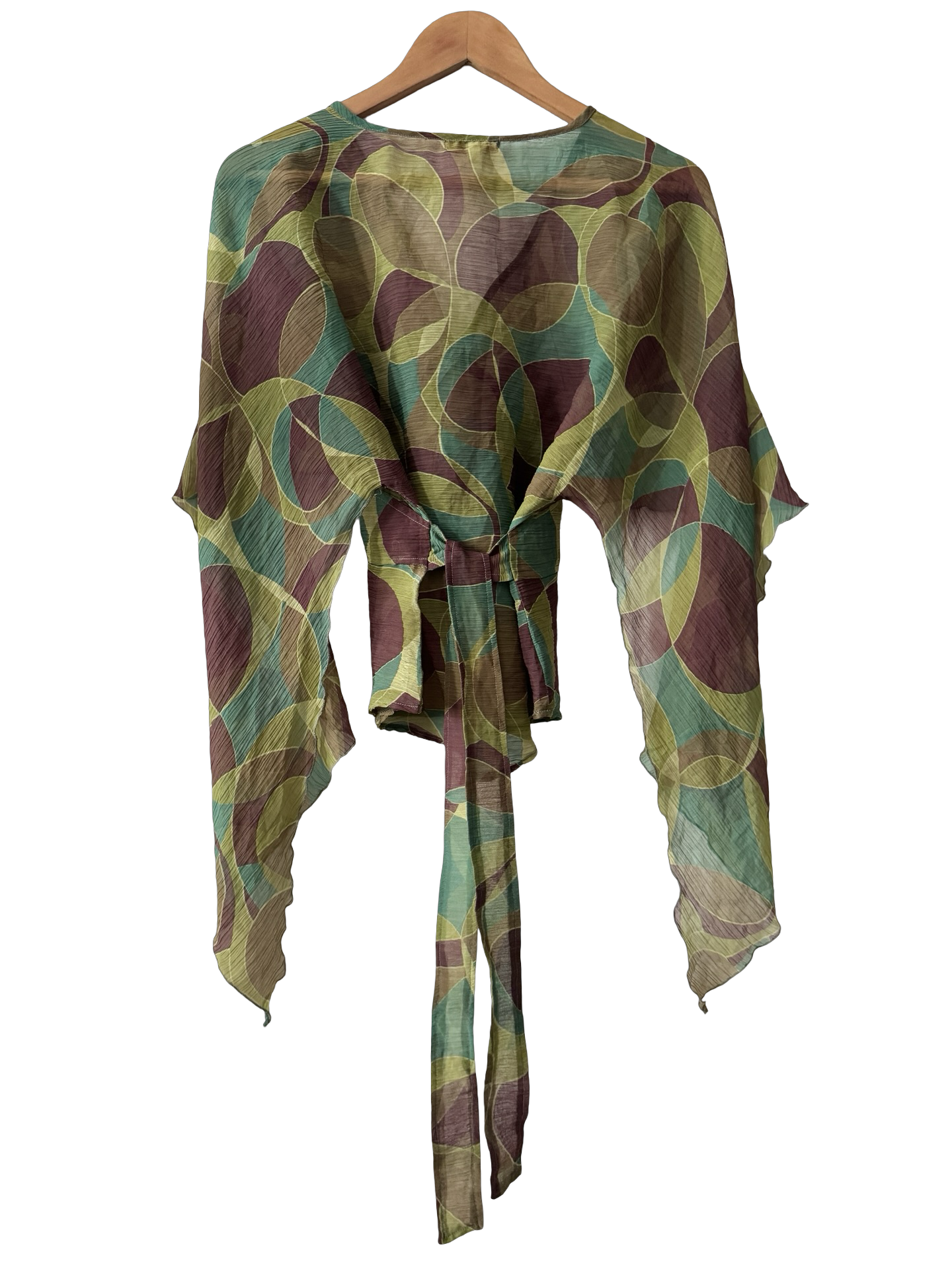 Vintage Y2K Forest Oracle Wrap Top (S/M)