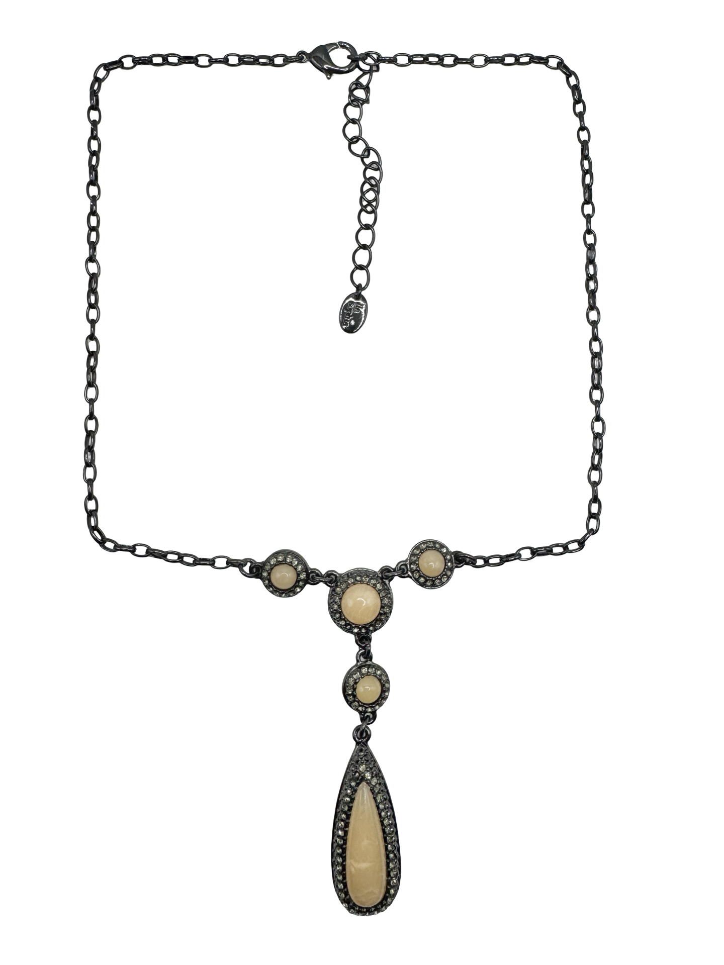 Vintage Y2K Cream Rhinestone Drop Necklace